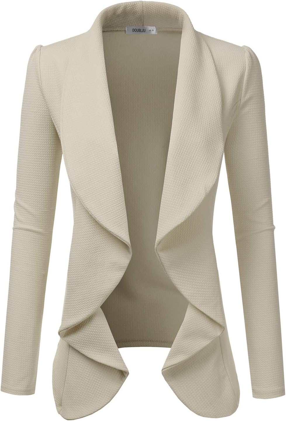 DOUBLJU Classic Draped Open Front Long Sleeve Business Casual Work Deconstructed Blazer Jackets for Womens with Plus Size