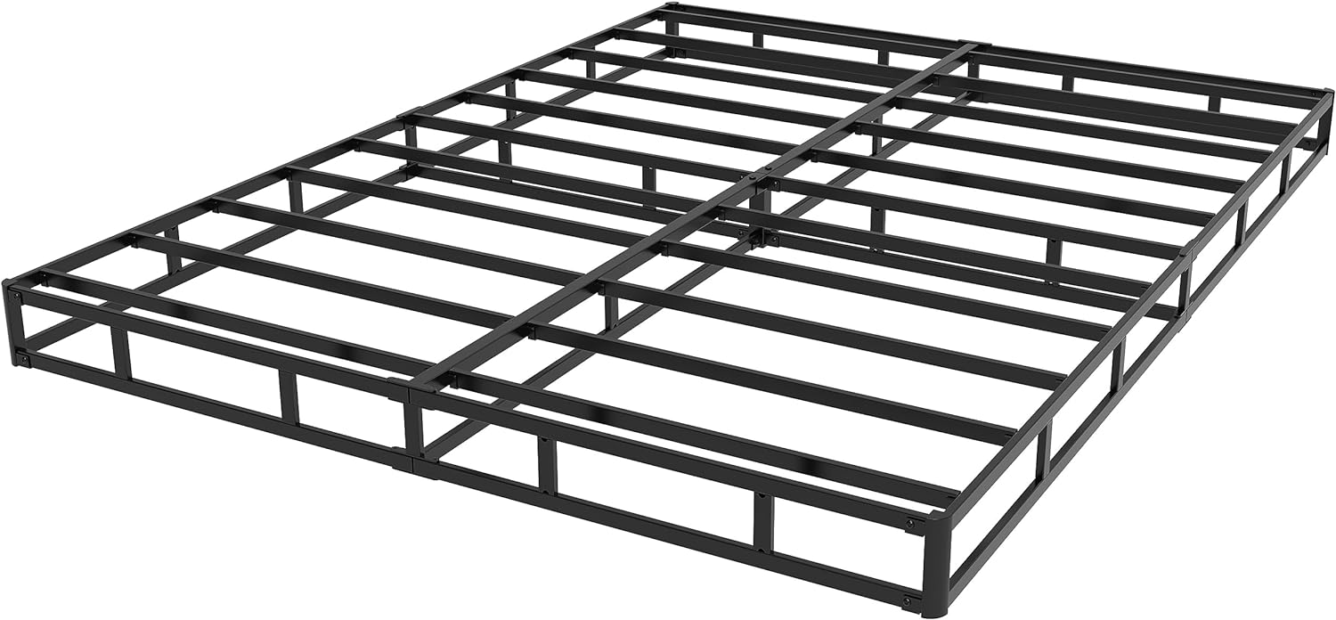 EMODA 4 Inch California King Box Spring Bed Base, 3000 lbs Heavy Duty Metal Mattress Foundation with Fabric Cover, Easy Assembly