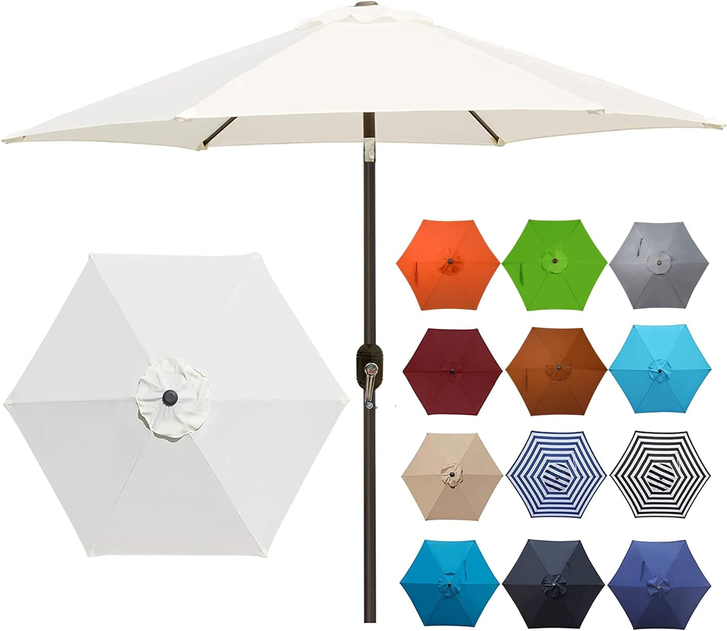 Blissun 7.5 ft Patio Umbrella, Yard Umbrella Push Button Tilt Crank (Cream White)