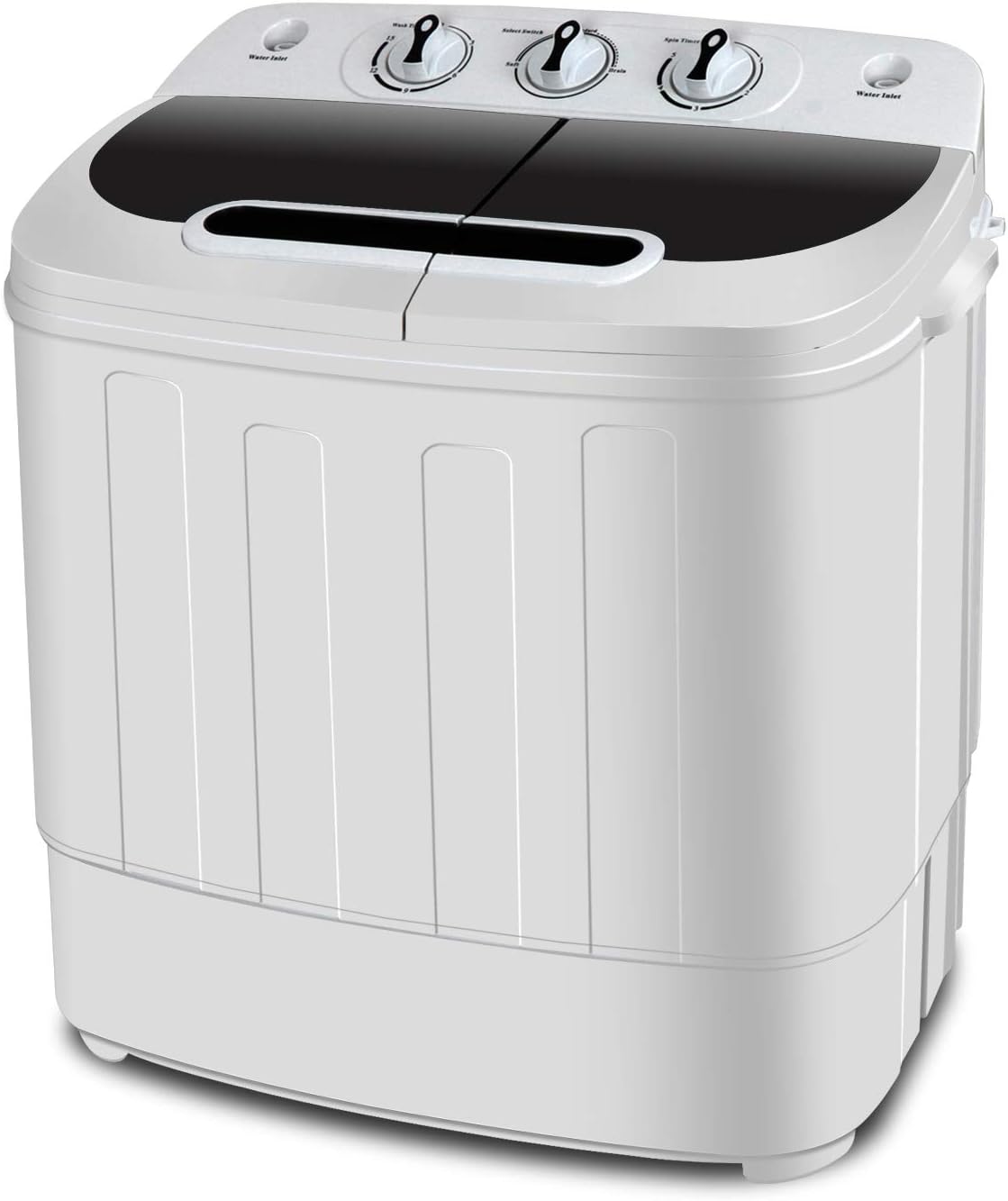 SUPER DEAL Compact Mini Twin Tub Washing Machine 13lbs Capacity Portable Washer Wash and Spin Cycle Combo, Built-in Gravity Drain for Camping, Apartments, Dorms, College, RVs and Small Spaces