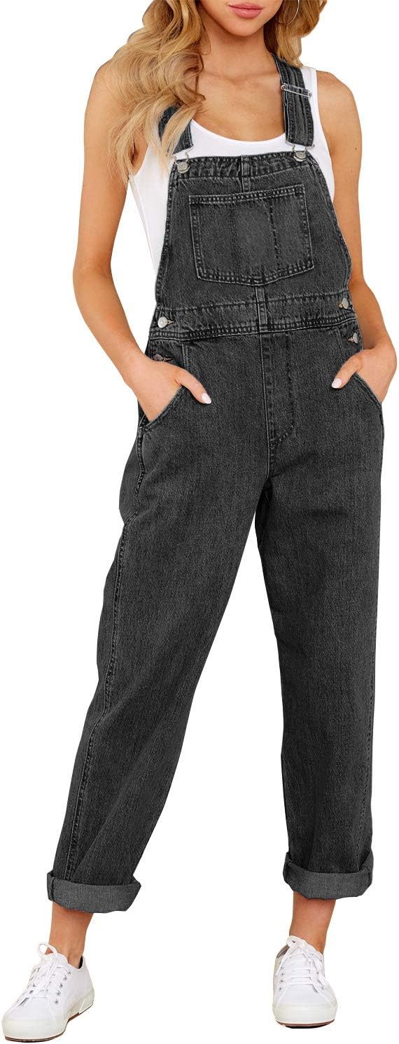 luvamia Women' Casual Stretch Adjustable Denim Bib Overalls Jeans Pants Jumpsuits
