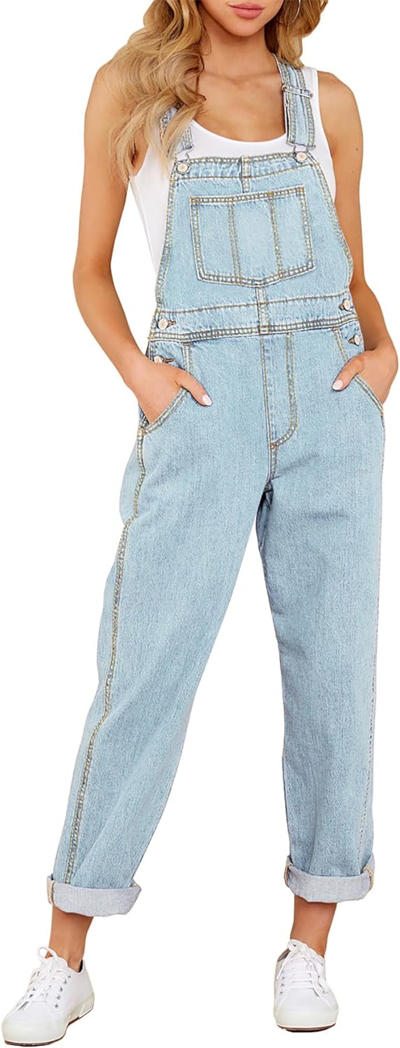LookbookStore Women' Casual Stretch Denim Bib Overalls Pants Pocketed Jeans Jumpsuits