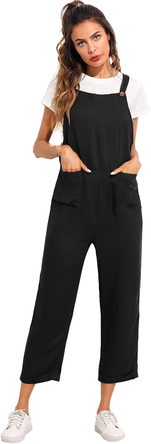 Verdusa Women' Adjustable Straps Jumpsuit Overalls with Pockets