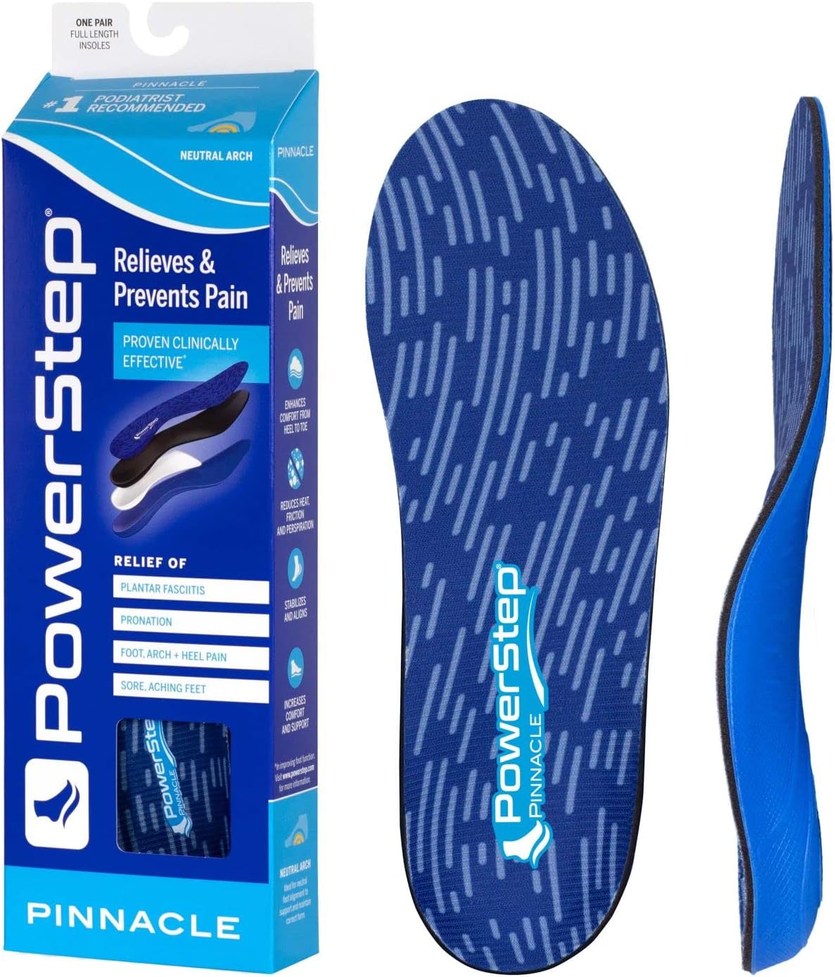 Powerstep Pinnacle Insoles - Orthotics for Plantar Fasciitis & Heel Pain Relief - Full Length Orthotic Insoles for Arch Pain with Moderate Pronation - #1 Podiatrist Recommended