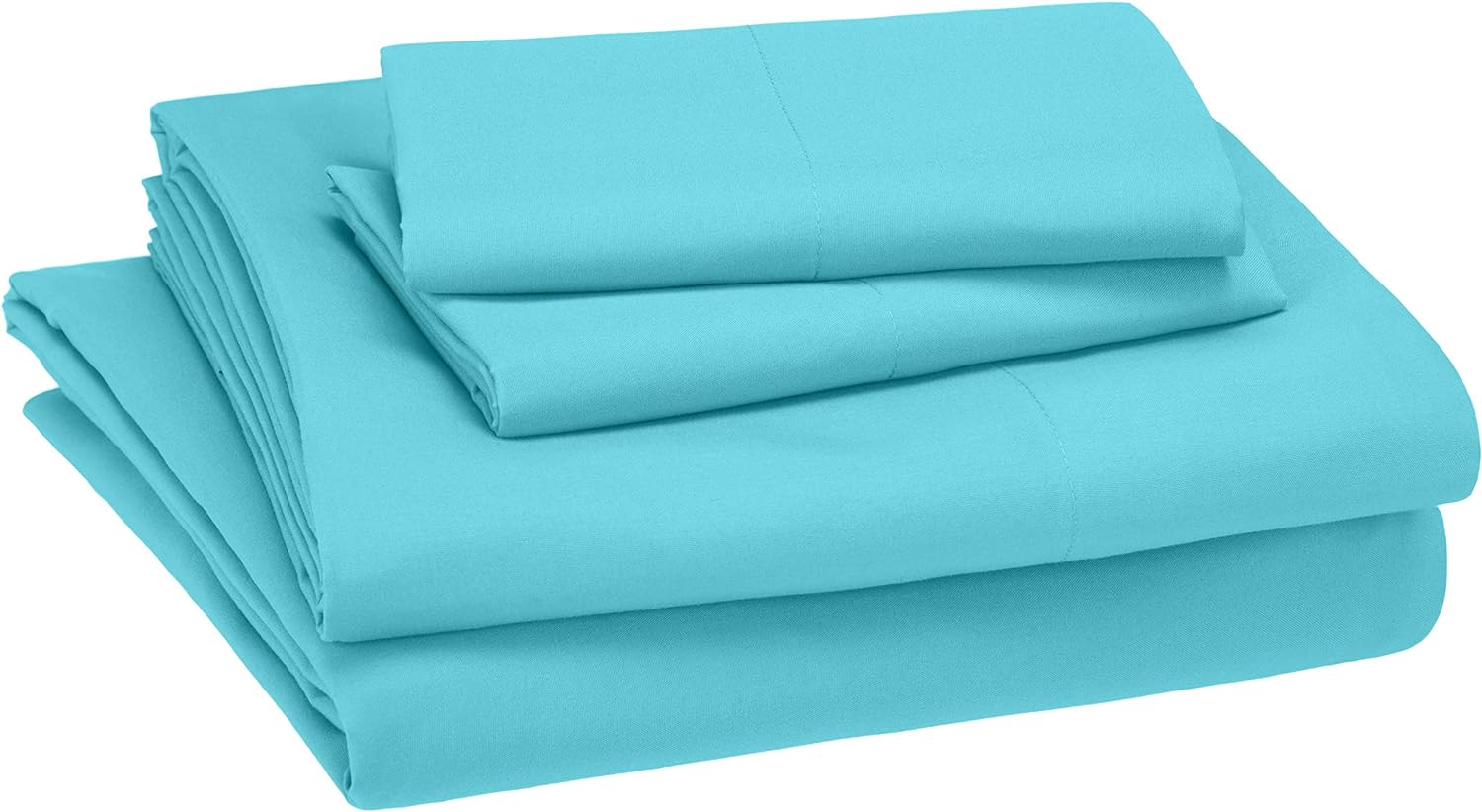 Amazon Basics Kid' Soft Easy-Wash Lightweight Microfiber 4-Piece Sheet Set, Full, Bright Aqua, Solid