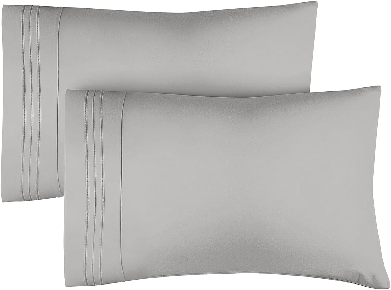 Queen Pillow Cases Set of 2 - Soft, Hotel Quality Pillowcase Covers - Comfy Bedding for Women, Men, Kids & Teens - Machine Washable Pillow Protectors - 2 Piece - Queen Size French Grey Pillow Cover