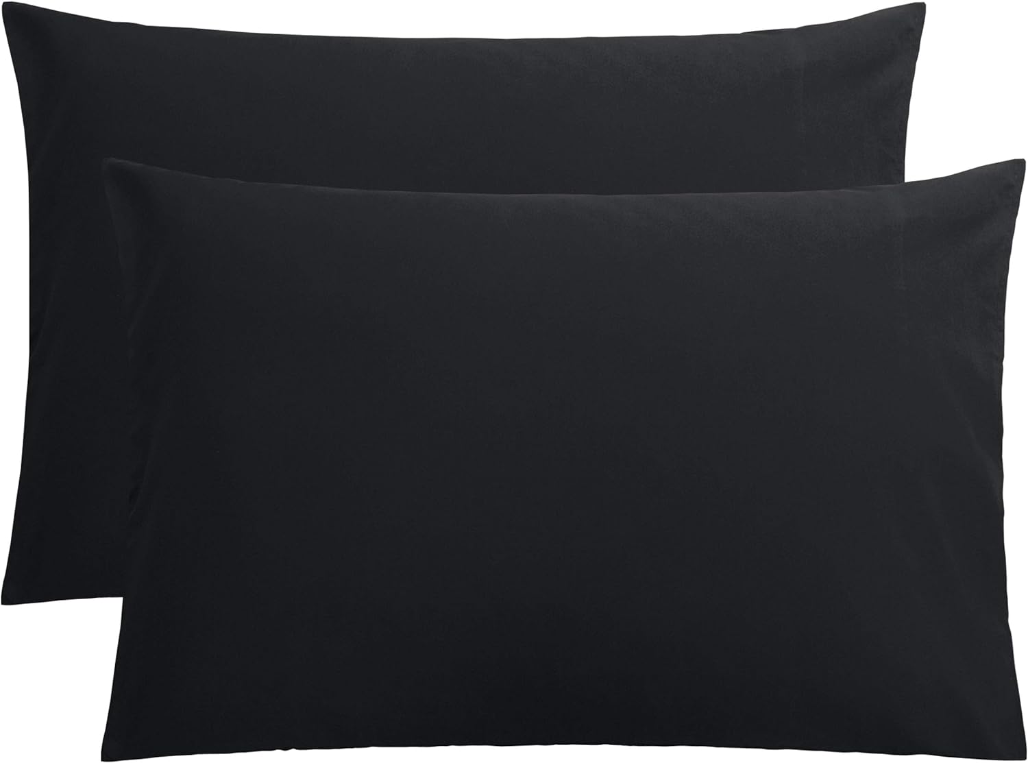 FLXXIE 2 Pack Microfiber Queen Pillow Cases, 1800 Super Soft Pillowcases with Envelope Closure, Wrinkle, Fade and Stain Resistant Pillow Covers, 20x30, Black