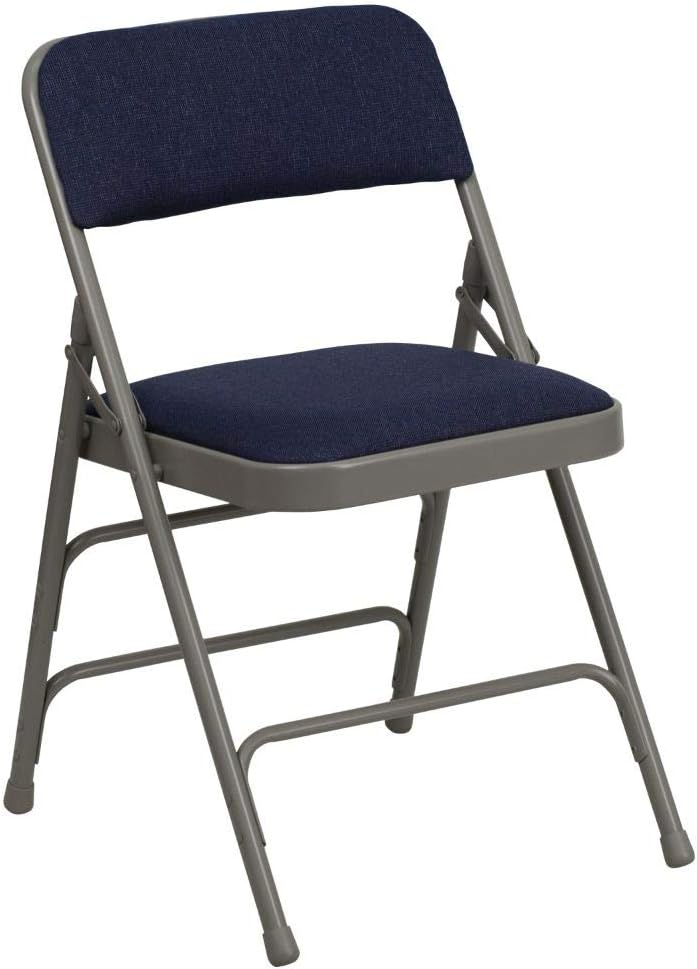 Flash Furniture Sheldon 4 Pack HERCULES Series Curved Triple Braced & Double Hinged Navy Fabric Metal Folding Chair