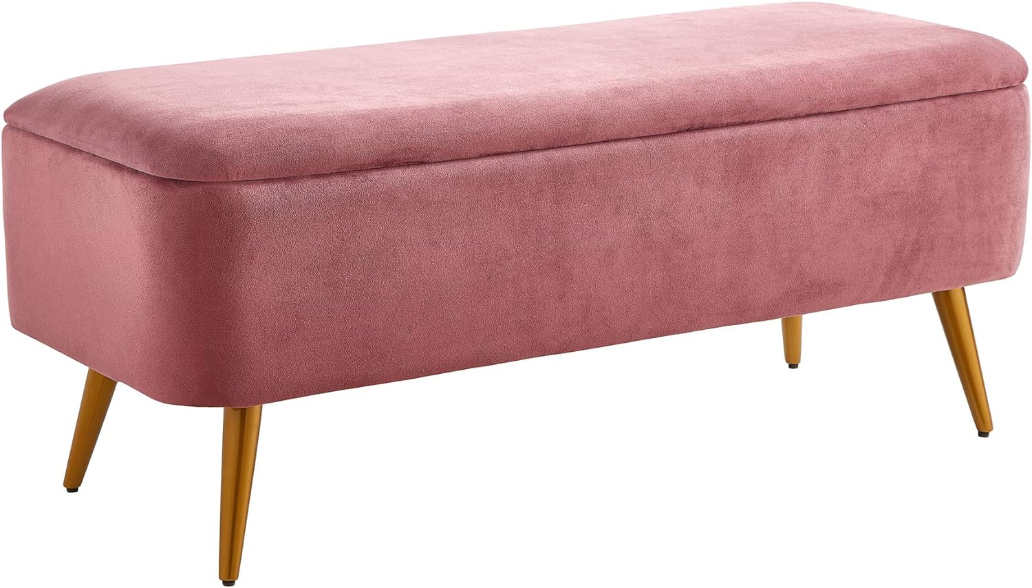 Ball & Cast Upholstered Velvet Storage Bench 44W x 16D x 18H Rose,Golden Powder Coating Legs Set of 1