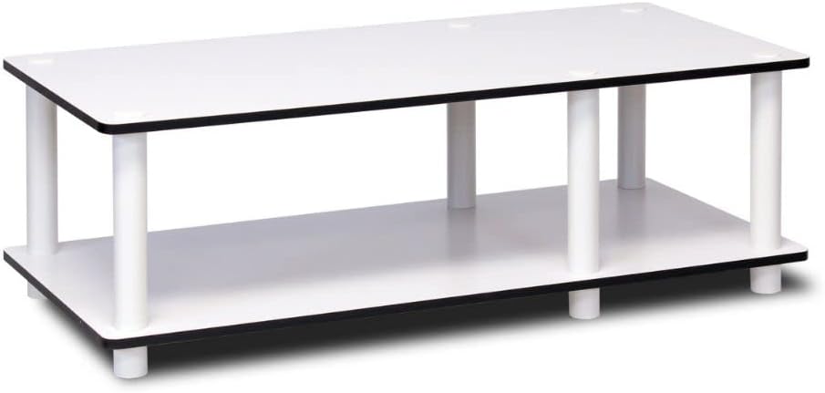 Furinno Just No Tools Mid TV Stand, White w/White Tube