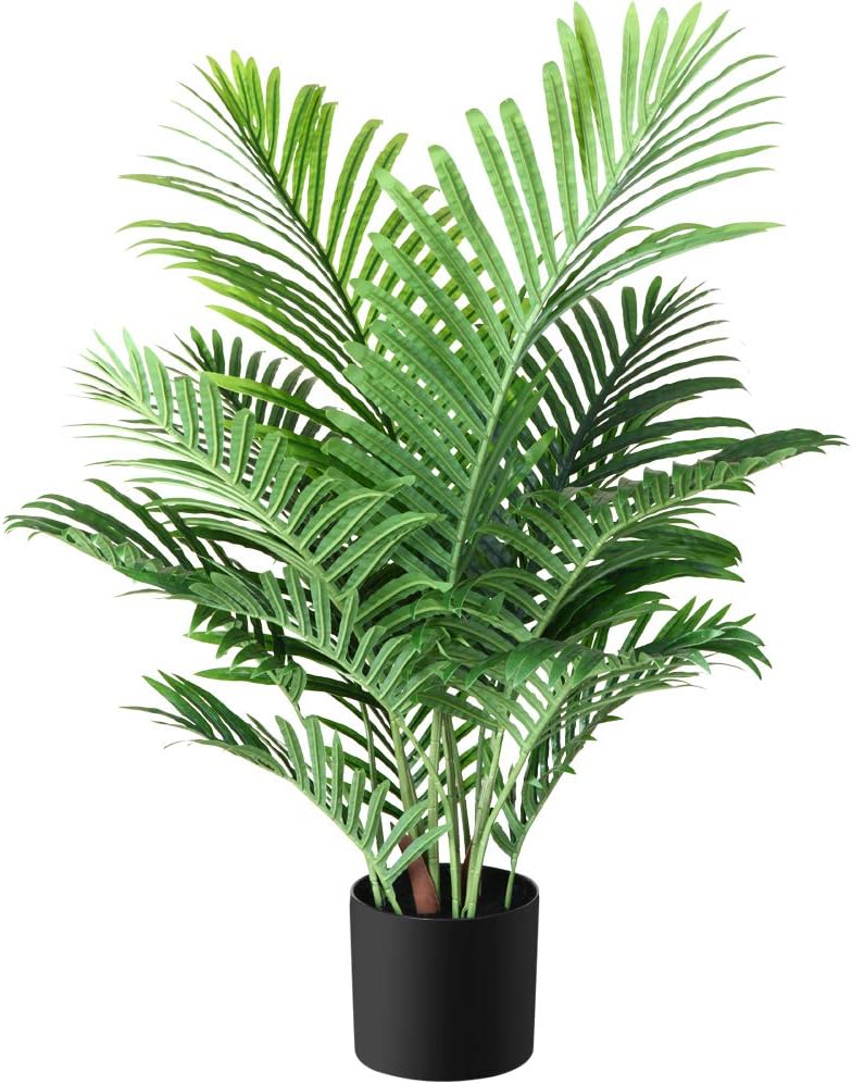 Fopamtri Fake Majesty Palm Plant 3 Feet Artificial Majestic Palm Faux Ravenea Rivularis in Pot for Indoor Outdoor Home Office Store, Great Housewarming Gift