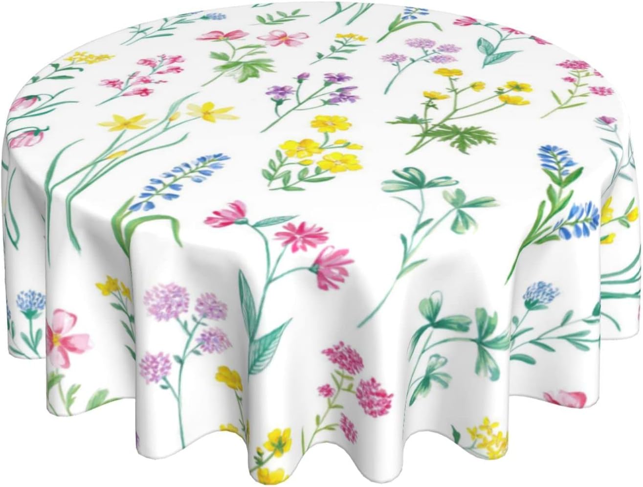 aportt Spring Flowers Tablecloth Round Table Cover Washable Stain and Wrinkle Resistant Water-Proof Table Cloth 60 Inches