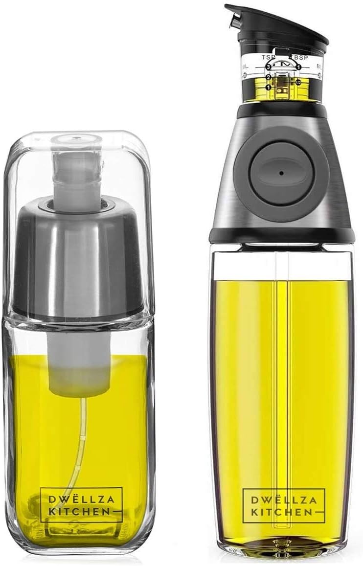 Olive Oil Dispenser For Kitchen & Olive Oil Sprayer Mister For Cooking  Pour Oil From 17 Oz Glass Non-drip Olive Oil Bottle Spout With Measurements And 6 Oz Spray Bottle