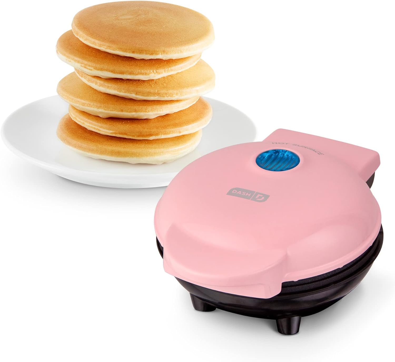 DASH Mini Maker Electric Round Griddle for Individual Pancakes, Cookies, Eggs & other on the go Breakfast, Lunch & Snacks with Indicator Light + Included Recipe Book - Pink