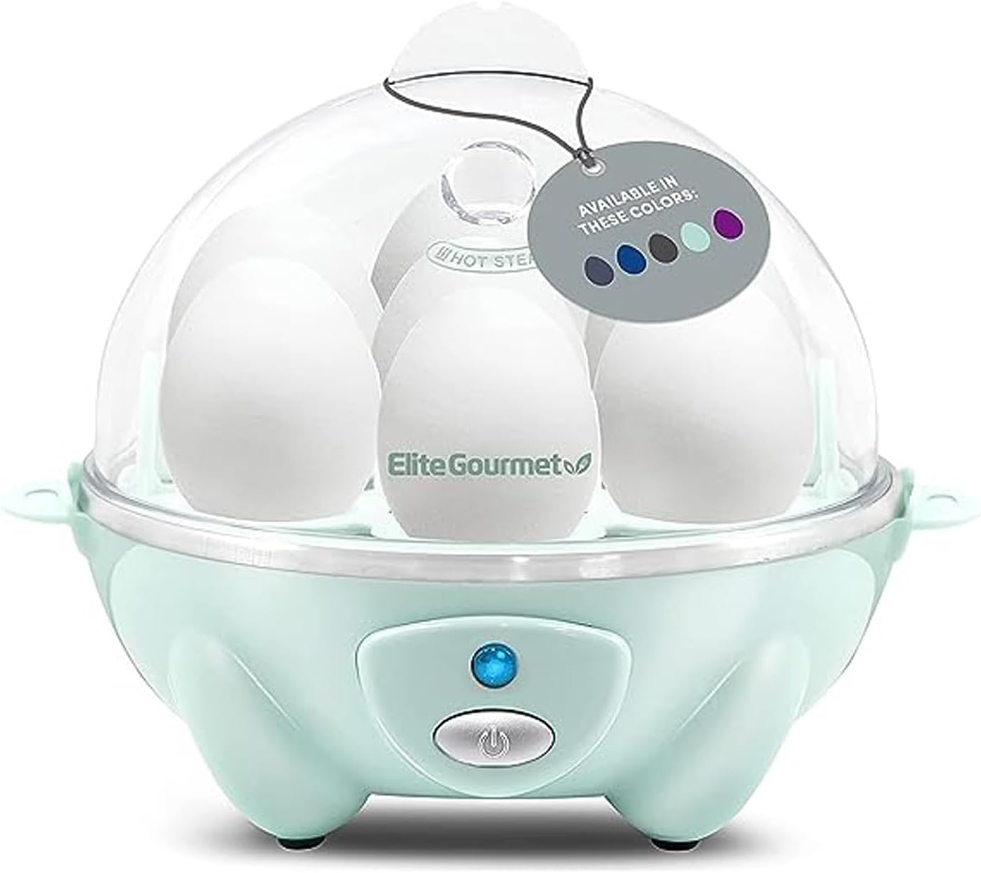 Elite Gourmet EGC007M# Rapid Egg Cooker, 7 Easy-To-Peel, Hard, Medium, Soft Boiled Eggs, Poacher, Omelet Maker, Auto Shut-Off, Alarm, 16-Recipe Booklet, BPA-Free, Mint, 7 Egg