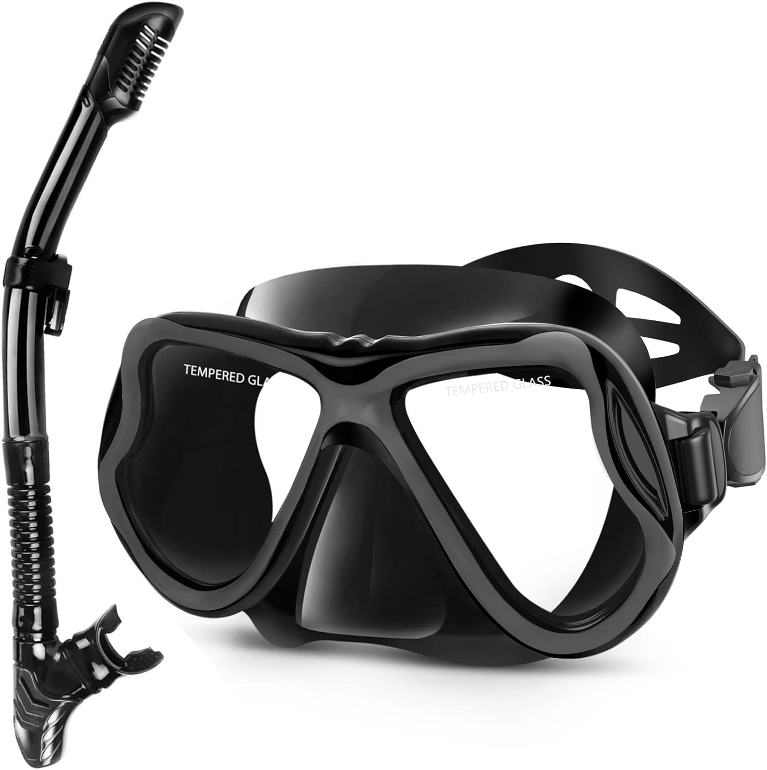 Greatever Dry Snorkel Set,Panoramic Wide View,Anti-Fog Scuba Diving Mask,Professional Snorkeling Gear