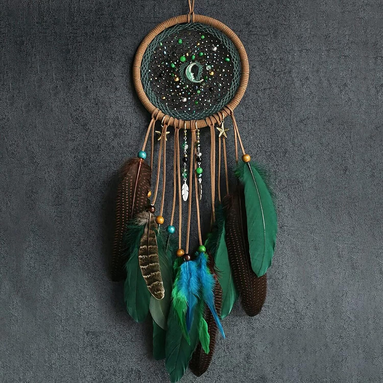DIY Dream Catcher kit,Crafts for Adults,Moon Design Dream Catchers,Feather Hanging with Star and Moon.DIY Kits for Bedroom Wall Dcor,Directions Updated in 2022