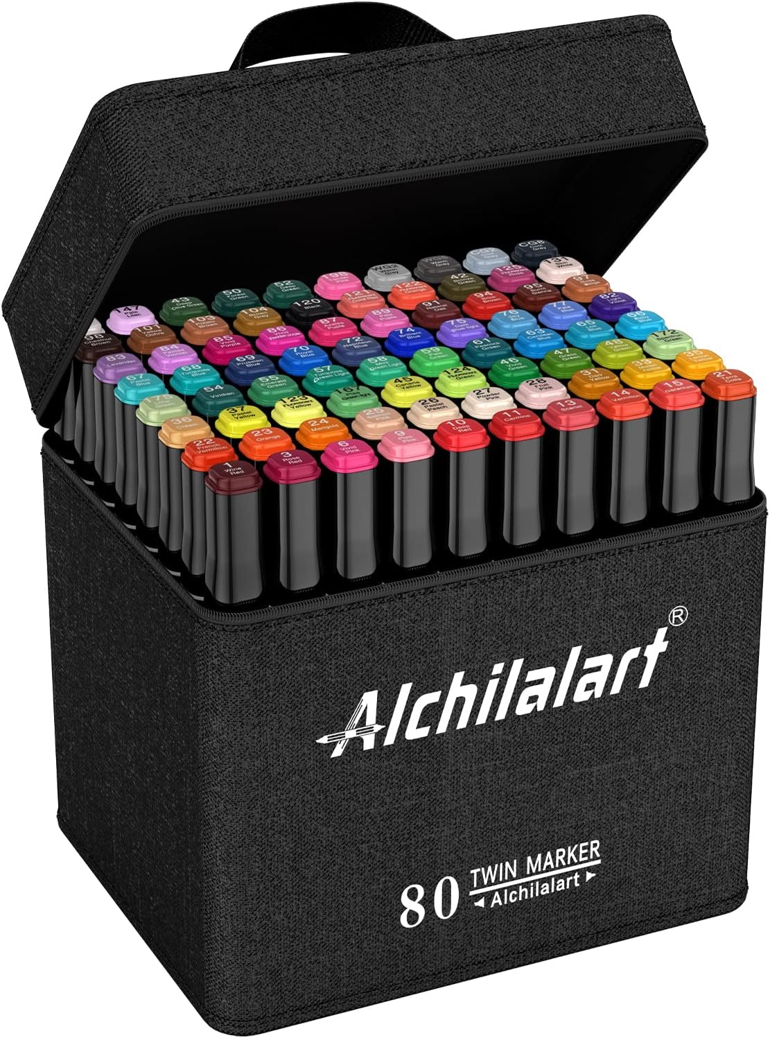 alchilalart 80-Colors Alcohol Based Markers, Alcohol Markers Set, Dual Tip Alcohol Sketching Drawing Markers Animation for Adults Kids