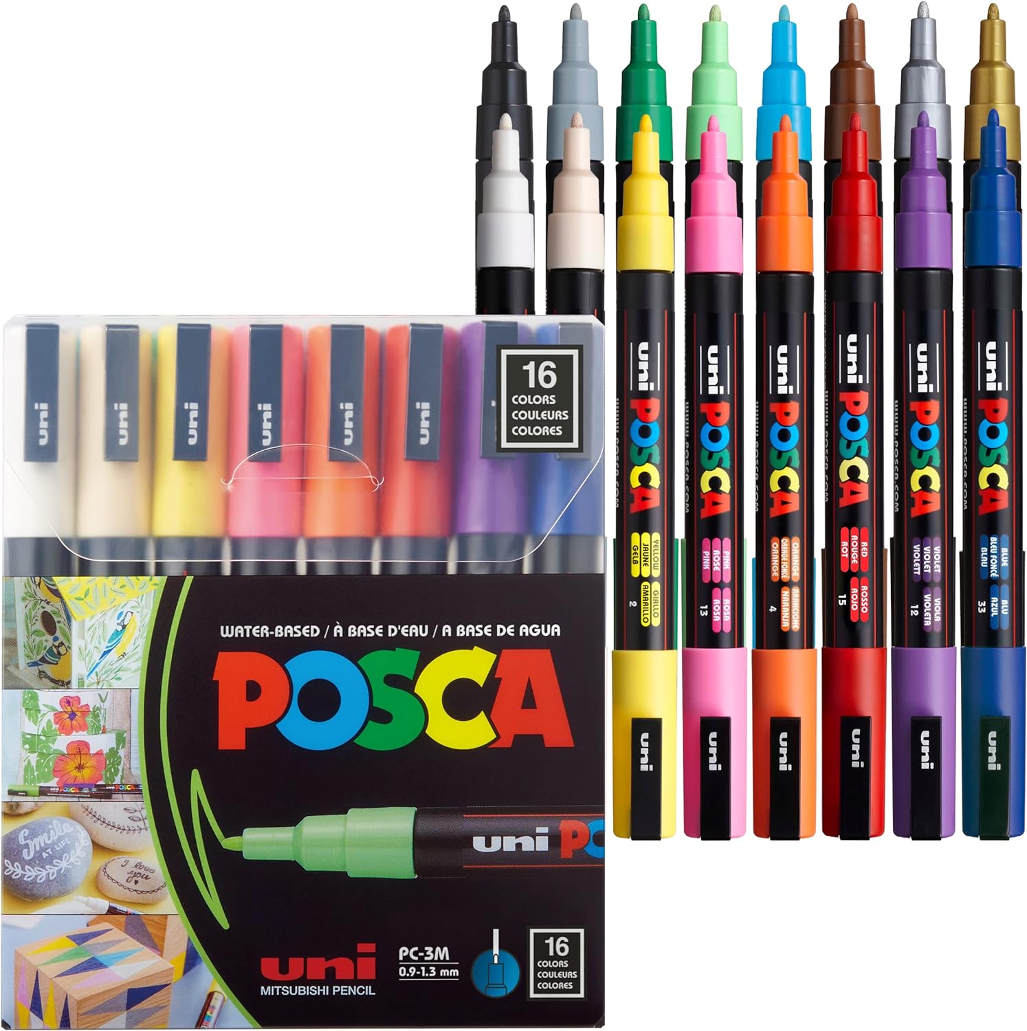 16 Posca Markers 3M, Posca Pens for Art Supplies, School Supplies, Rock Art, Fabric Paint, Fabric Markers, Paint Pen, Art Markers, Posca Paint Markers