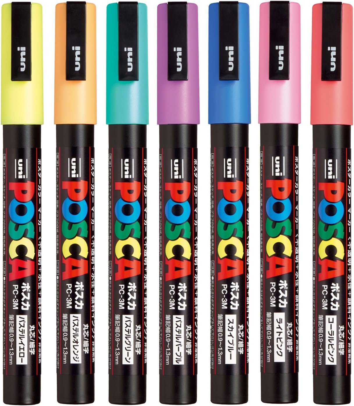 Uni Posca Paint Marker Pen, Fine Point, Set of 7 Natural Color (PC-3M 7C),Original Version