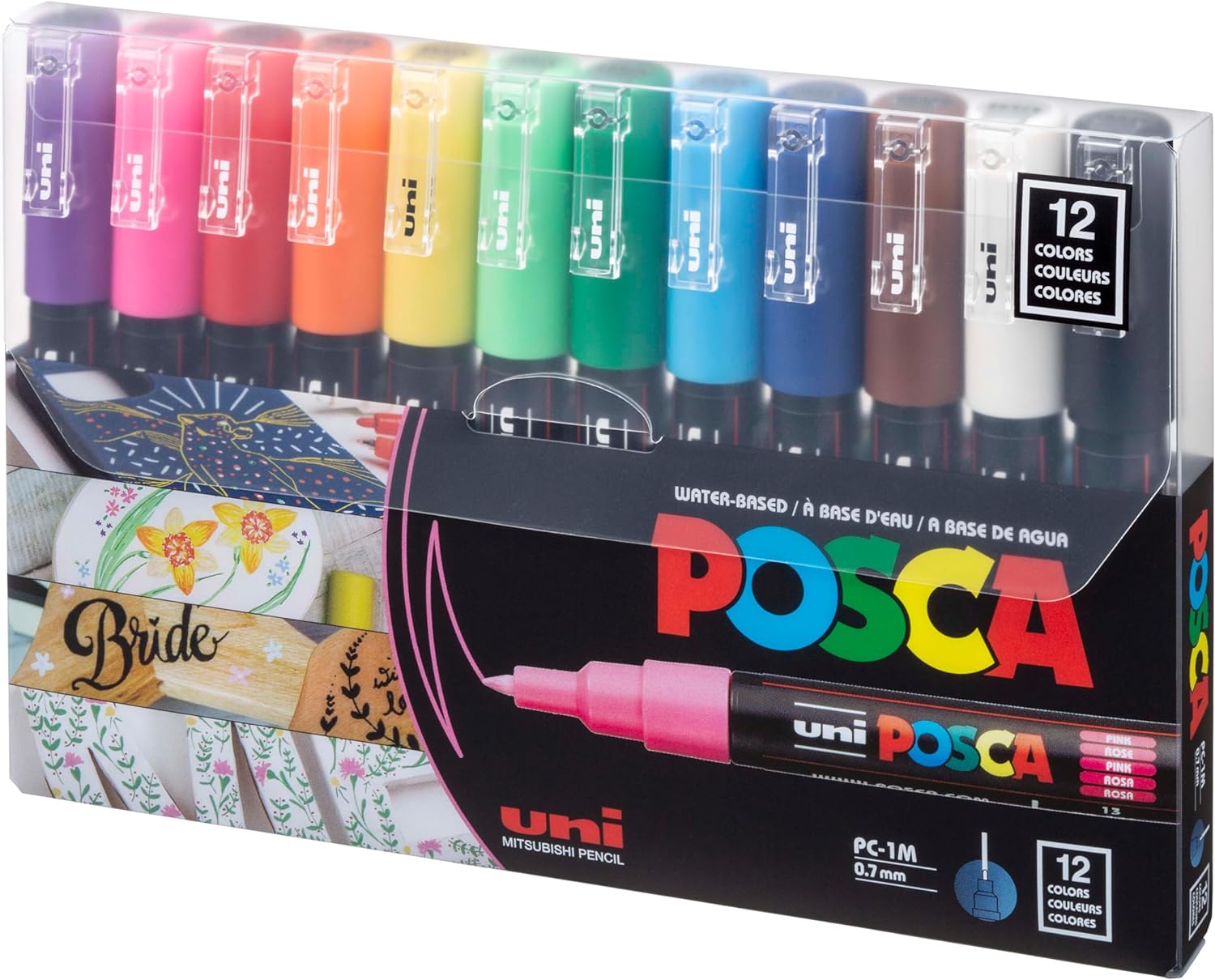 12 Posca Paint Markers, 1M Markers with Extra Fine Tips, Posca Marker Set of Acrylic Paint Pens | for Art Supplies, Fabric Paint, Markers for Art