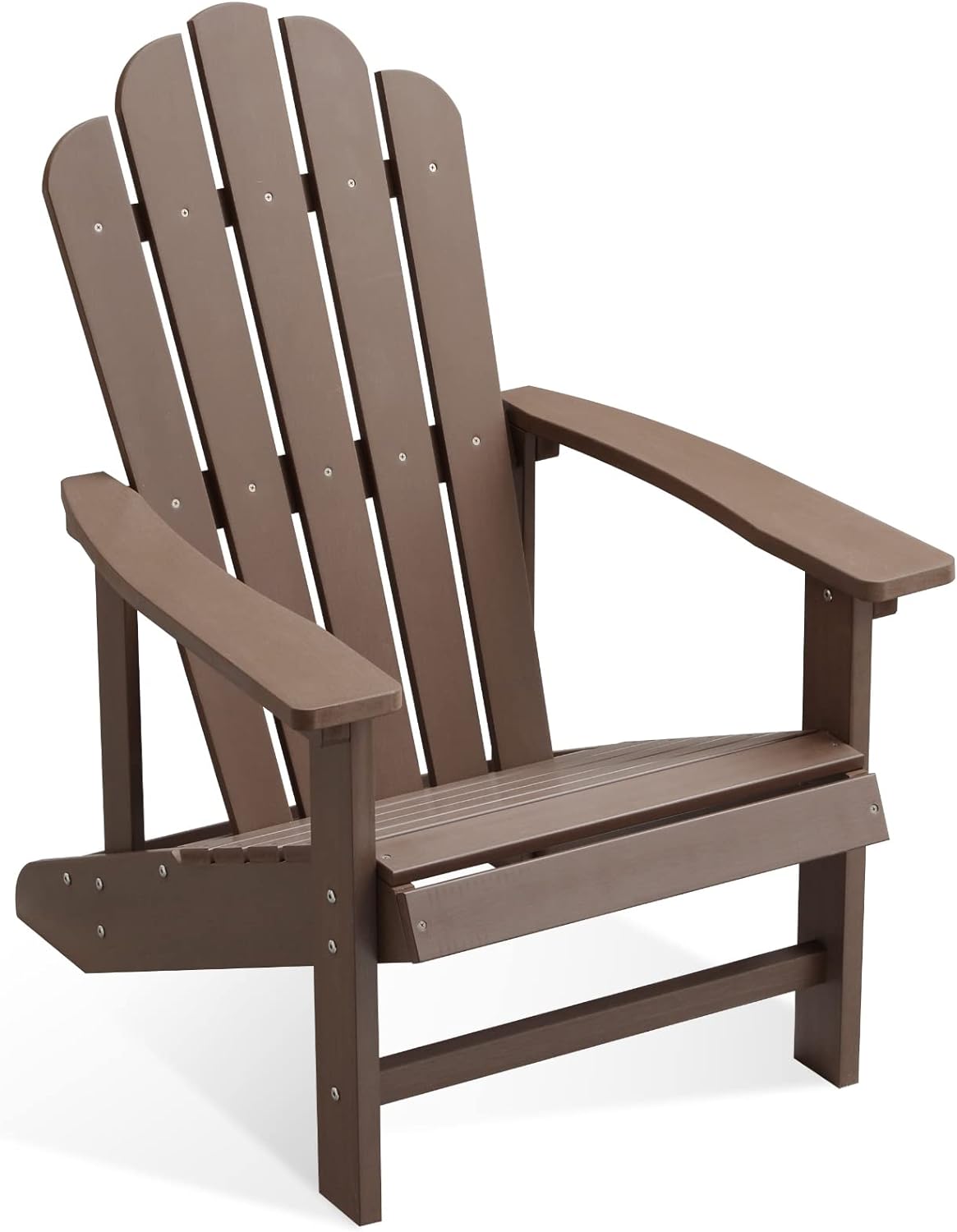 EFURDEN Adirondack Chair, Polystyrene, Weather Resistant & Durable Fire Pits Chair for Lawn and Garden, 350 lbs Load Capacity with Easy Assembly (Brown, 1 pc)