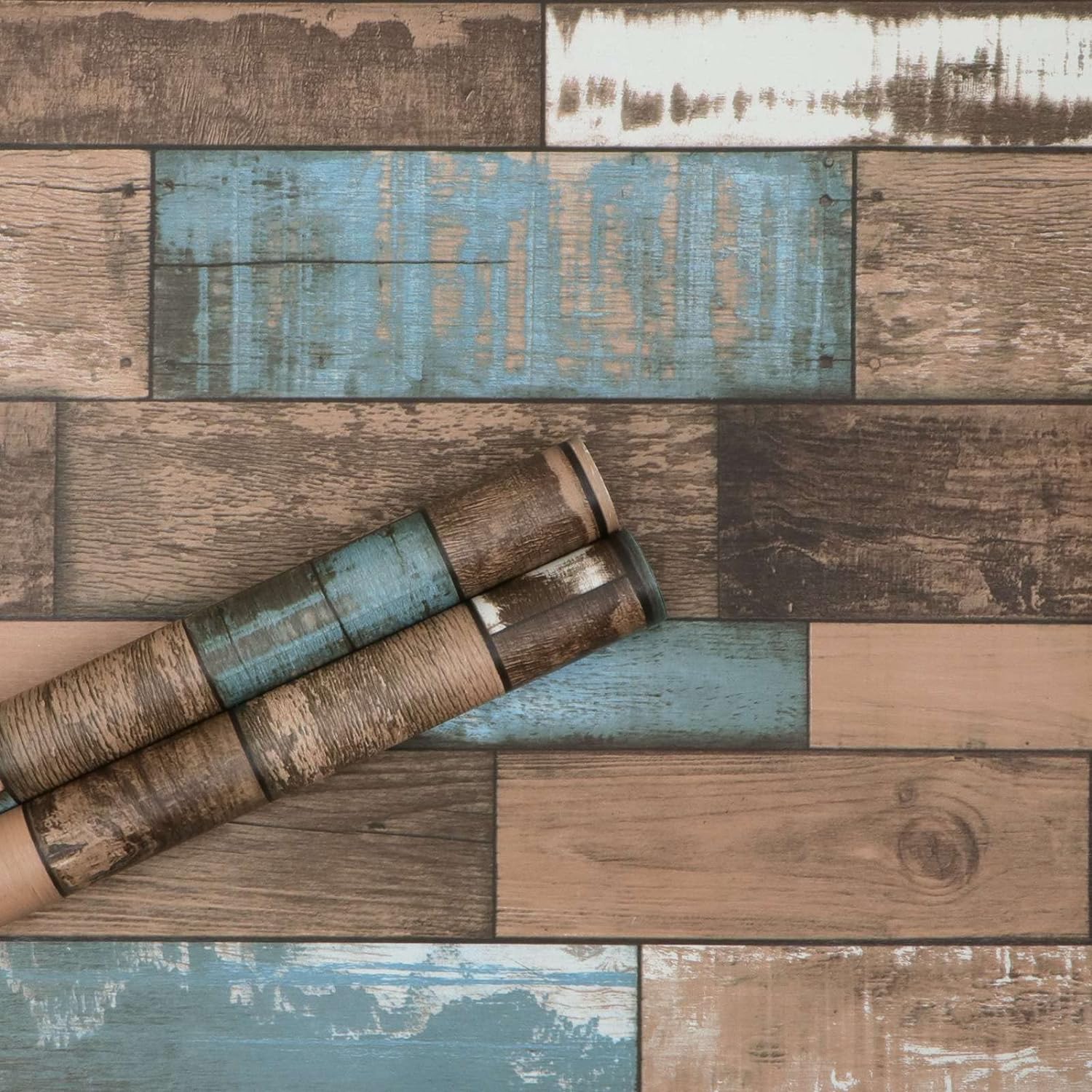 XINOBO Faux Wood Look Textured Wallpaper(17.71393) Vintage Rustic Shiplap Peel and Stick Vinyl Wallpaper, Self Adhesive Waterproof Contact Wall Paper for Counter Top, Cabinets, Barn Door, Bathroom