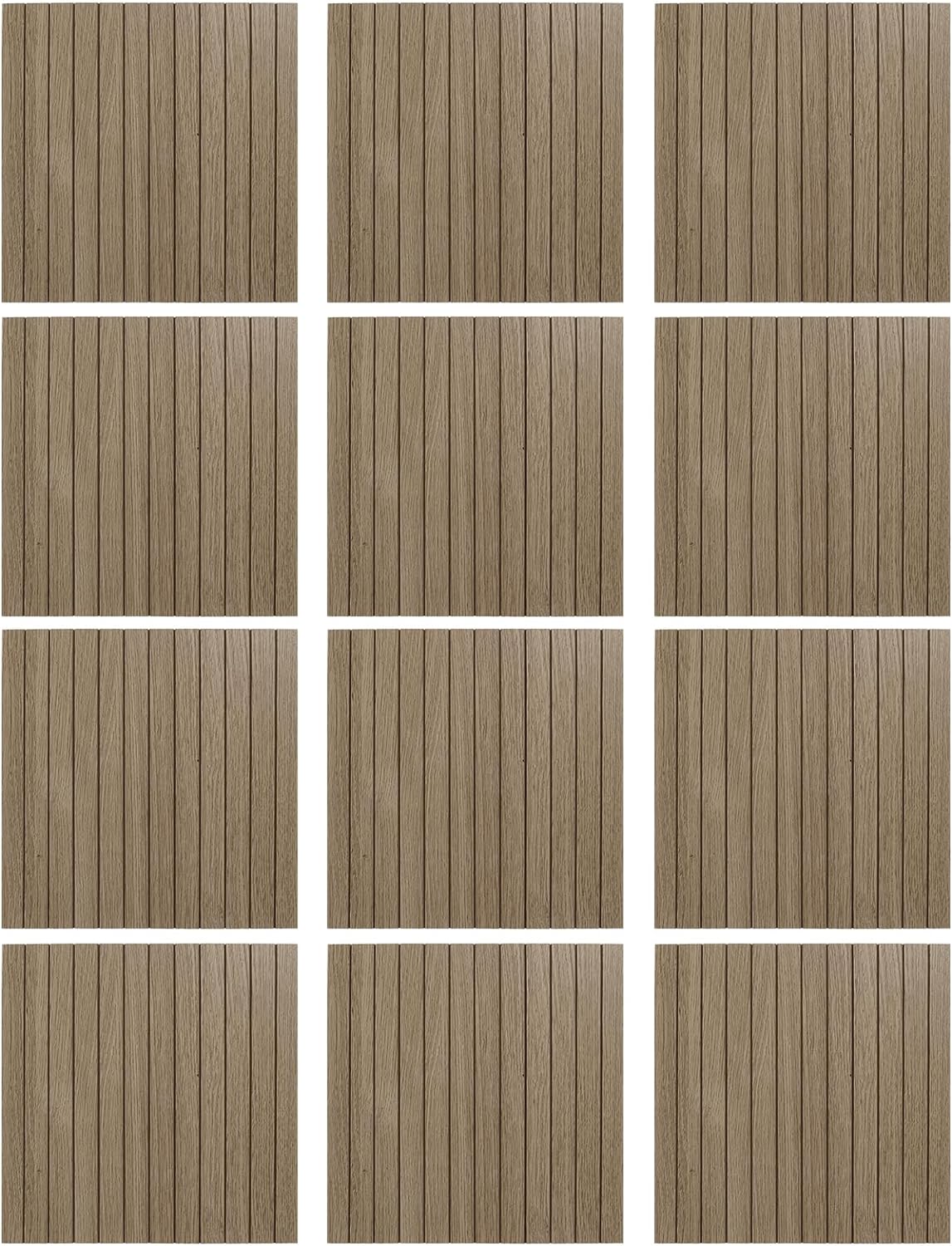 Aboofx Wood Panels for Wall 3D Wall Panels, 12PCS Cuttable Panels Water-Resistance Wood Slat Wall Panel 11.8 x 11.8, Bendable Wall Panels for Interior Wall Decor Peel and Stick Wallpaper (Taupe)