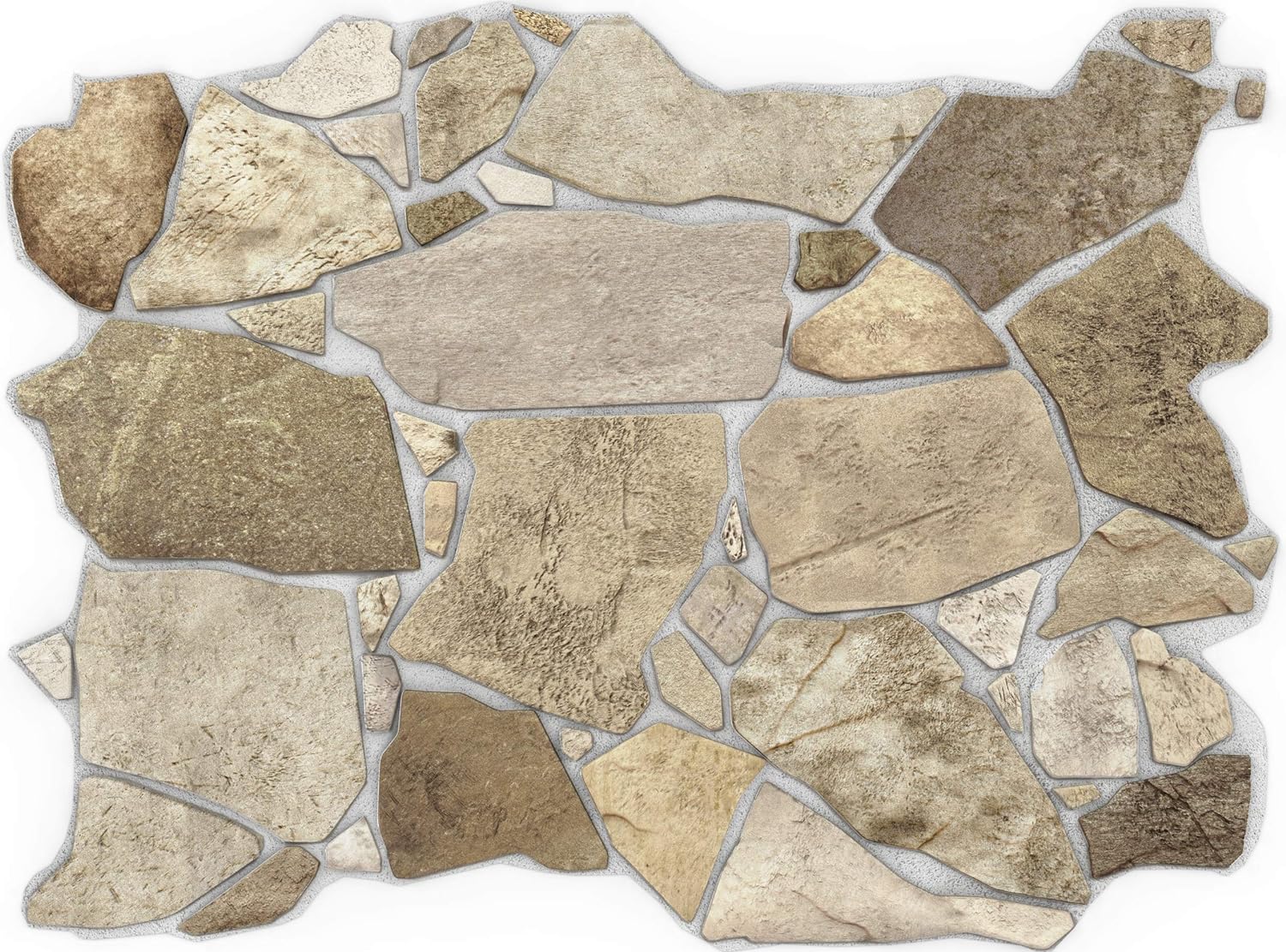 CONCORD WALLCOVERINGS  Retro-Art 3D Wall Panels, Pack of 10, Wild Stone in Brown Beige Grey, PVC, 17.5 x 23.75, Cover 28.86 sq.ft. 563WB