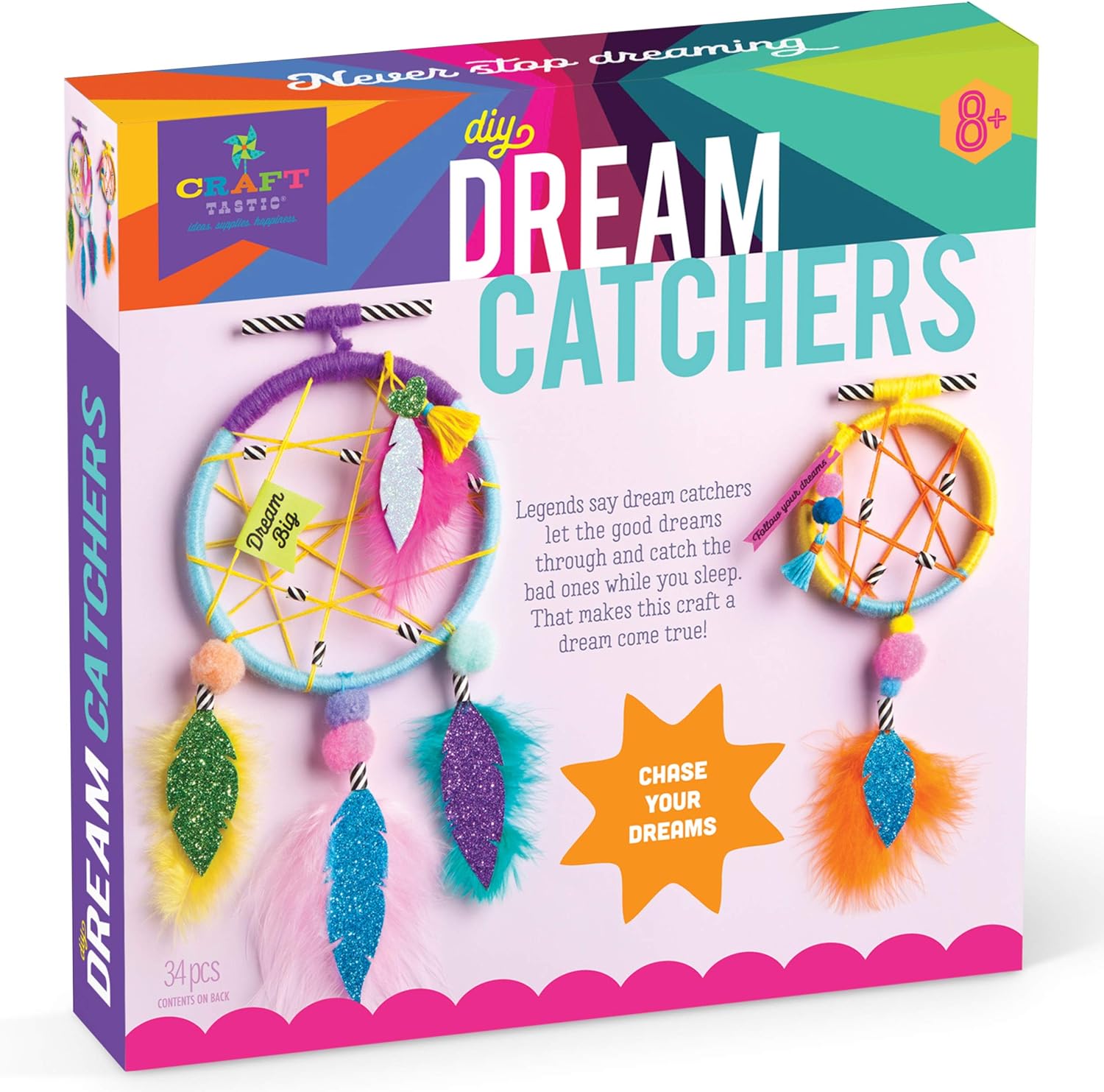Craft-tastic  Dream Catchers  Arts and Crafts Kit for Kids  Make 2 Colorful Dream Catchers  for Ages 8+, Brown