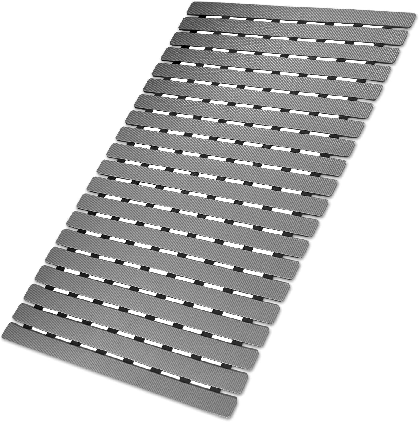 MBOSS Bath Tub Shower Mat Non Slip Bathtub Mats for Bathroom Shower Floor Mat Bath Mats for Shower Tub Anti Slip Shower Mat with Drain Hole and Large Suction Cups (Grey, 27.5 X 15.7 Inch)