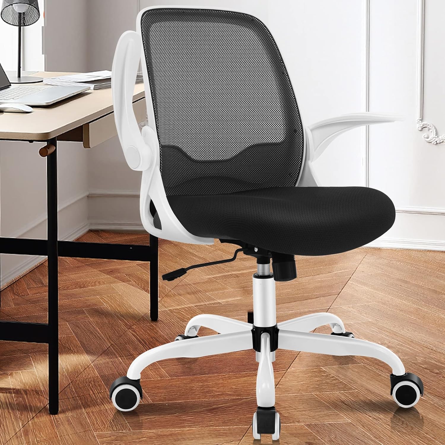 KERDOM Office Chair, Ergonomic Desk Chair, Breathable Mesh Computer Chair, Comfy Swivel Task Chair with Flip-up Armrests and Adjustable Height