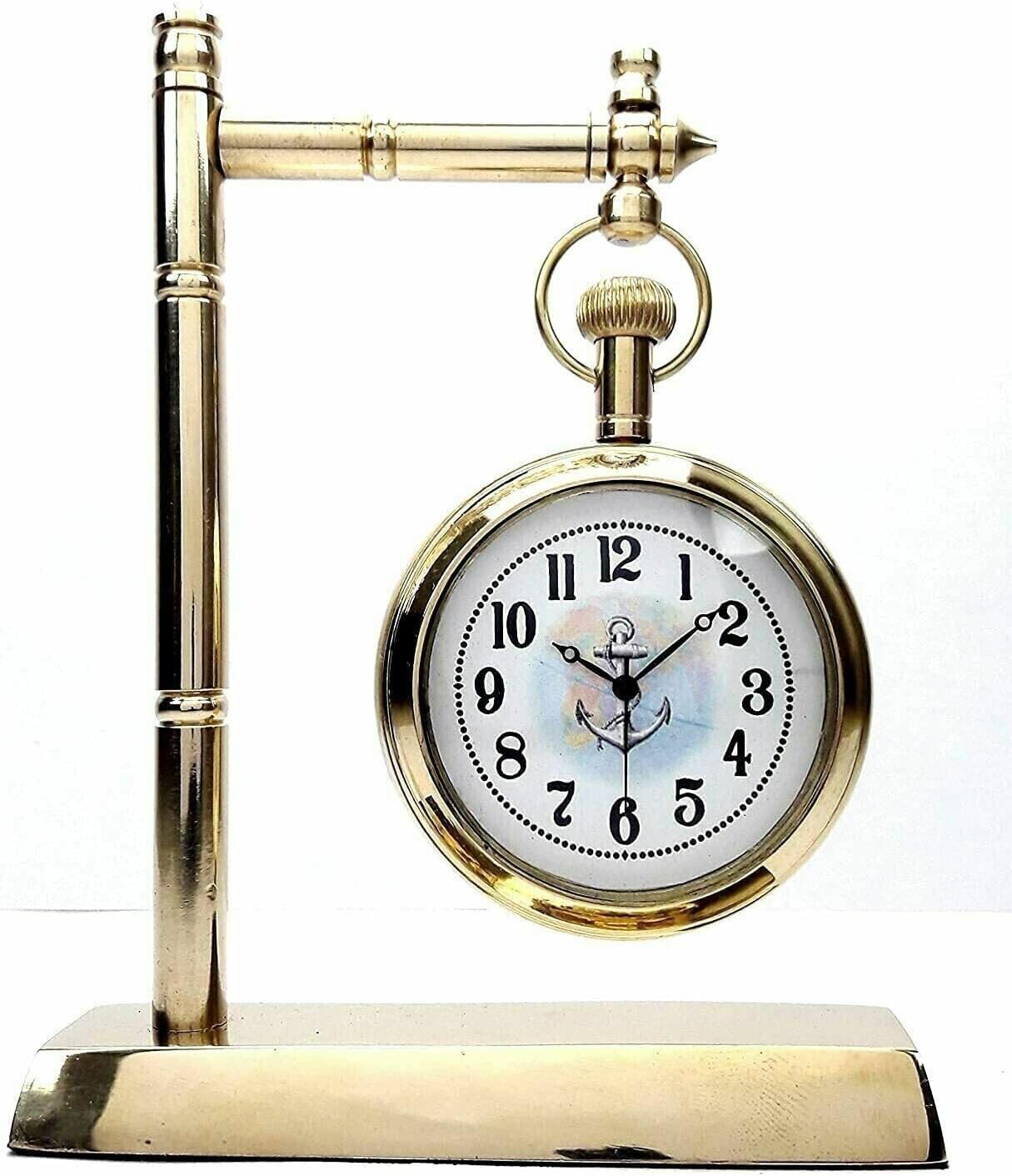 Vintage Brass Desk Clock Table Clock - Antique Nautical Brass Clock