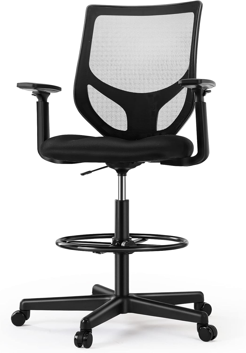 Drafting Chair - Tall Standing Office Desk Chair with Adjustable Foot Ring, Chair with Ergonomic Lumbar Support, Adjustable Height, Breathable Mesh