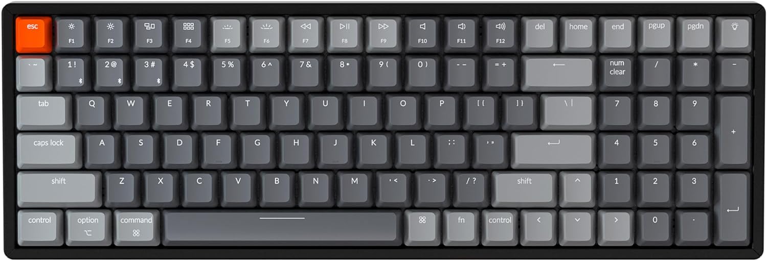 Keychron K4 Wireless Bluetooth/USB Wired Gaming Mechanical Keyboard, Compact 100 Keys RGB LED Backlit Gateron Brown Switch N-Key Rollover, Aluminum Frame for Mac Windows, Version 2