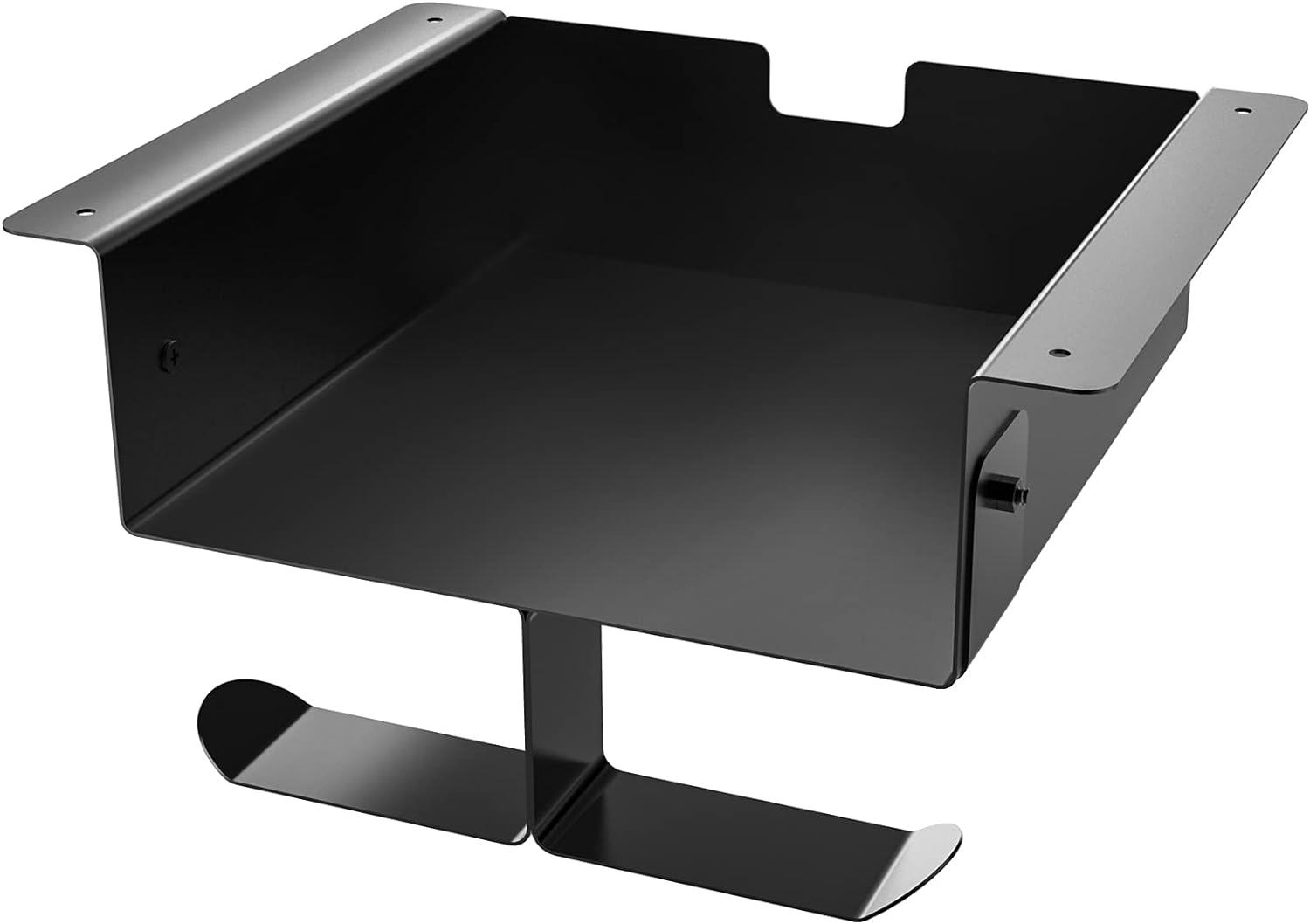 Ehaijia Stainless Steel Under Desk Storage Shelf with Dual Headset Hanger Hook Holder, Hidden Desk Drawer for Space Saving, Great Addition for Workstations, Easy to Install& Holds up to 10 lbs