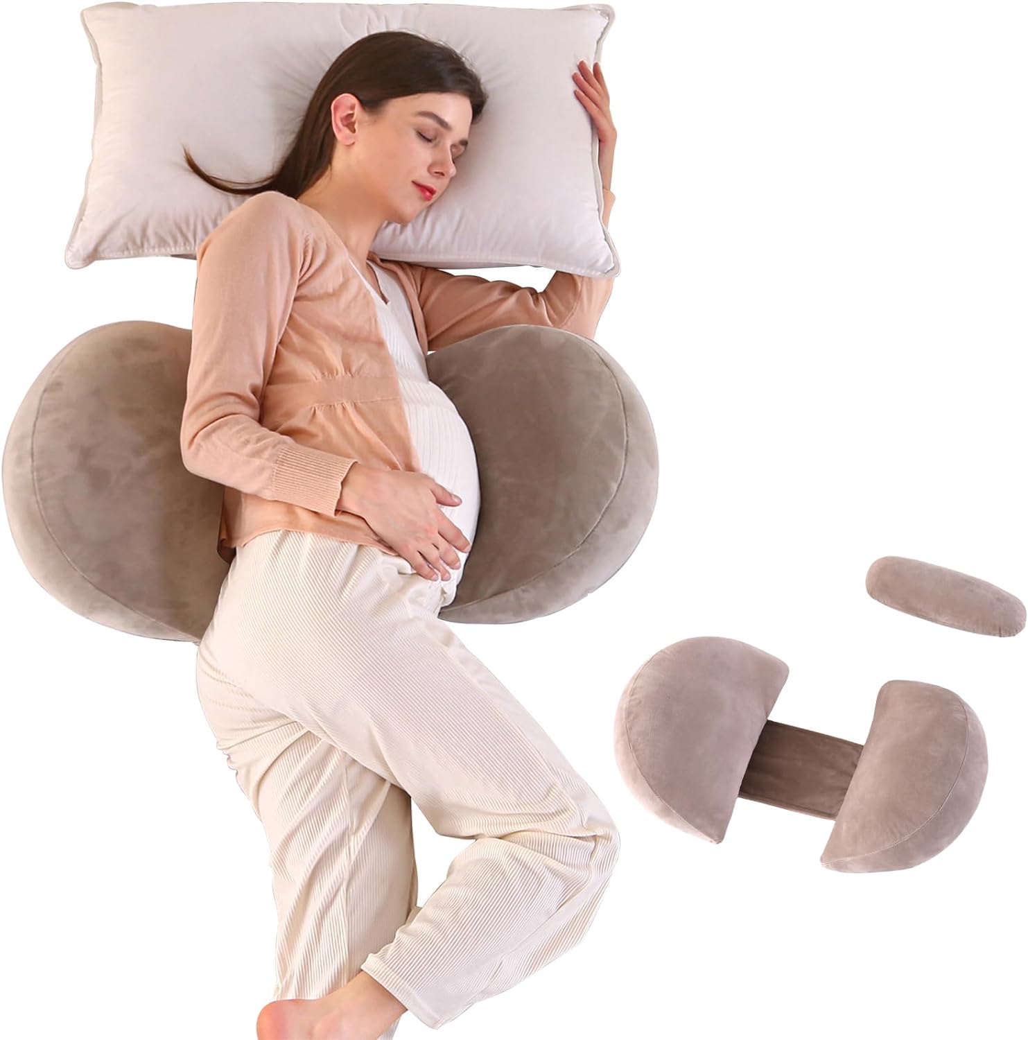 BATTOP Pregnancy Pillow Wedge for Belly Support,Portable Pregnancy Pillows for Sleeping,Support Legs,Back,Knees,Adjustable Maternity Wedge Pillow with Removable Cover,Travel Pregnancy Pillow