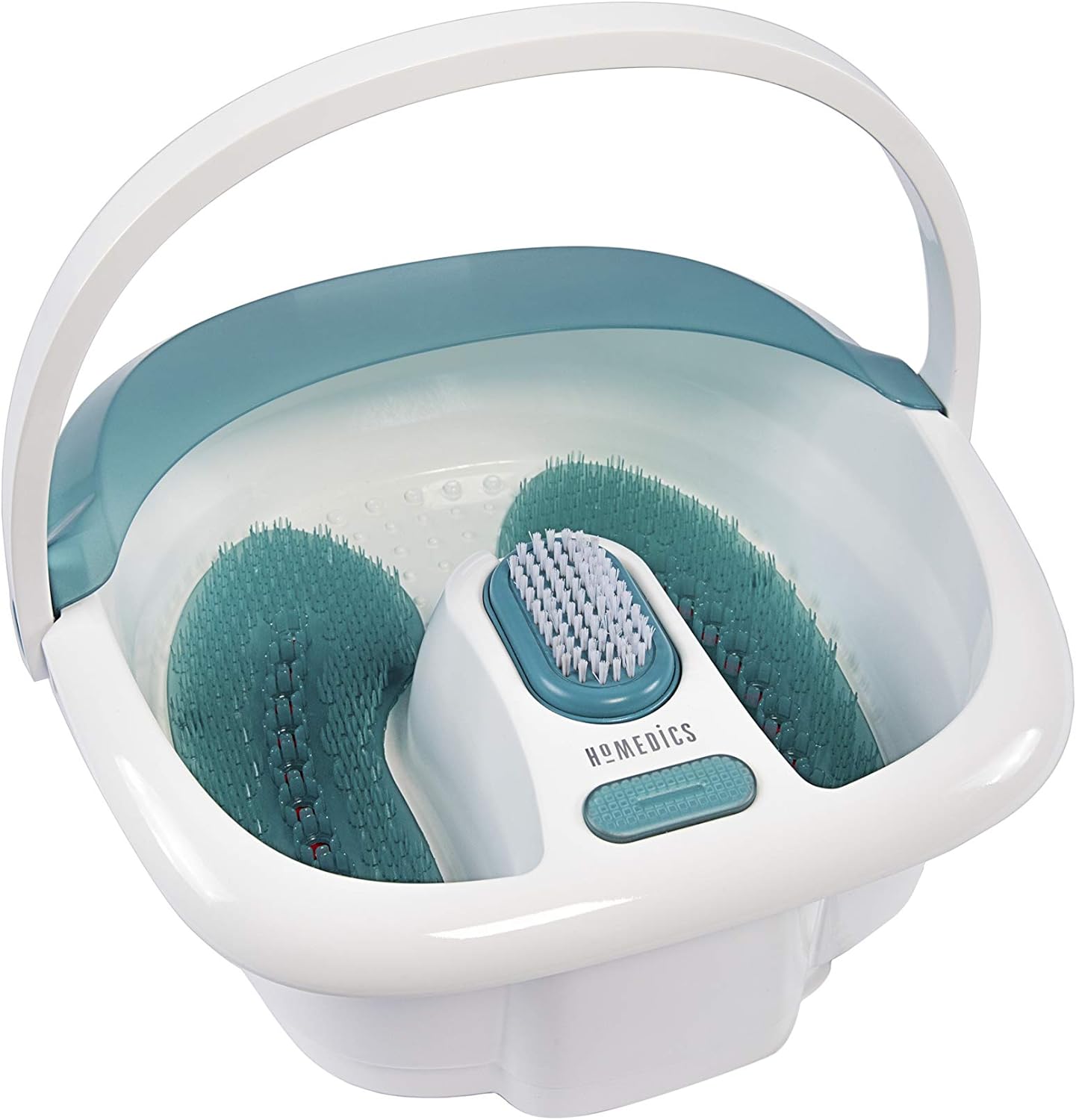 Homedics Bubble Elite Foot Spa Massager with Heat Boost, 2-in-1 Removable Pedicure Center, Toe-Touch Control, Easy Tote Handle with Splash Guard