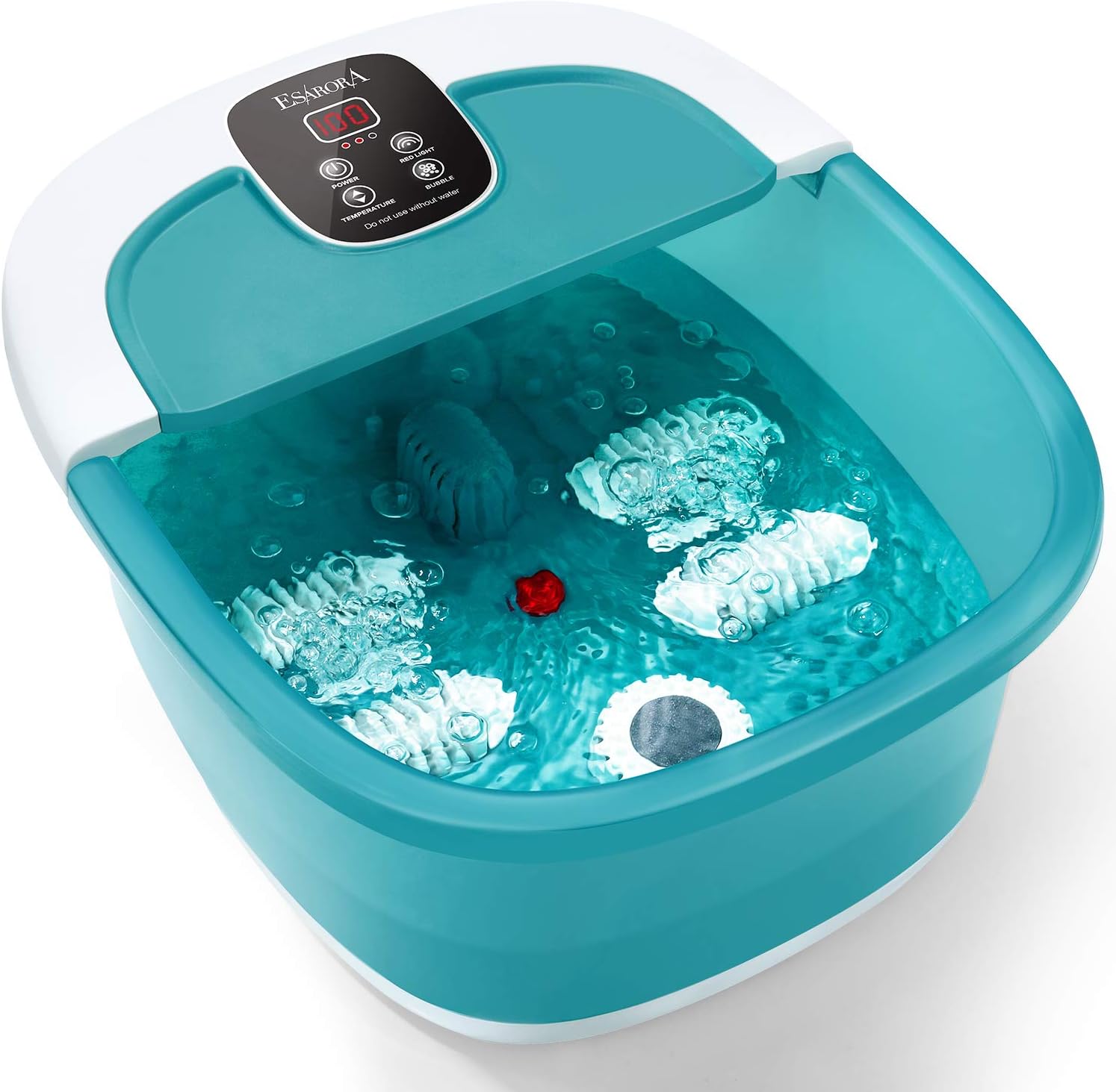 ESARORA Foot Spa Massager with Heat, Bubbles, Rollers - Soothes and Relaxes Tired Feet