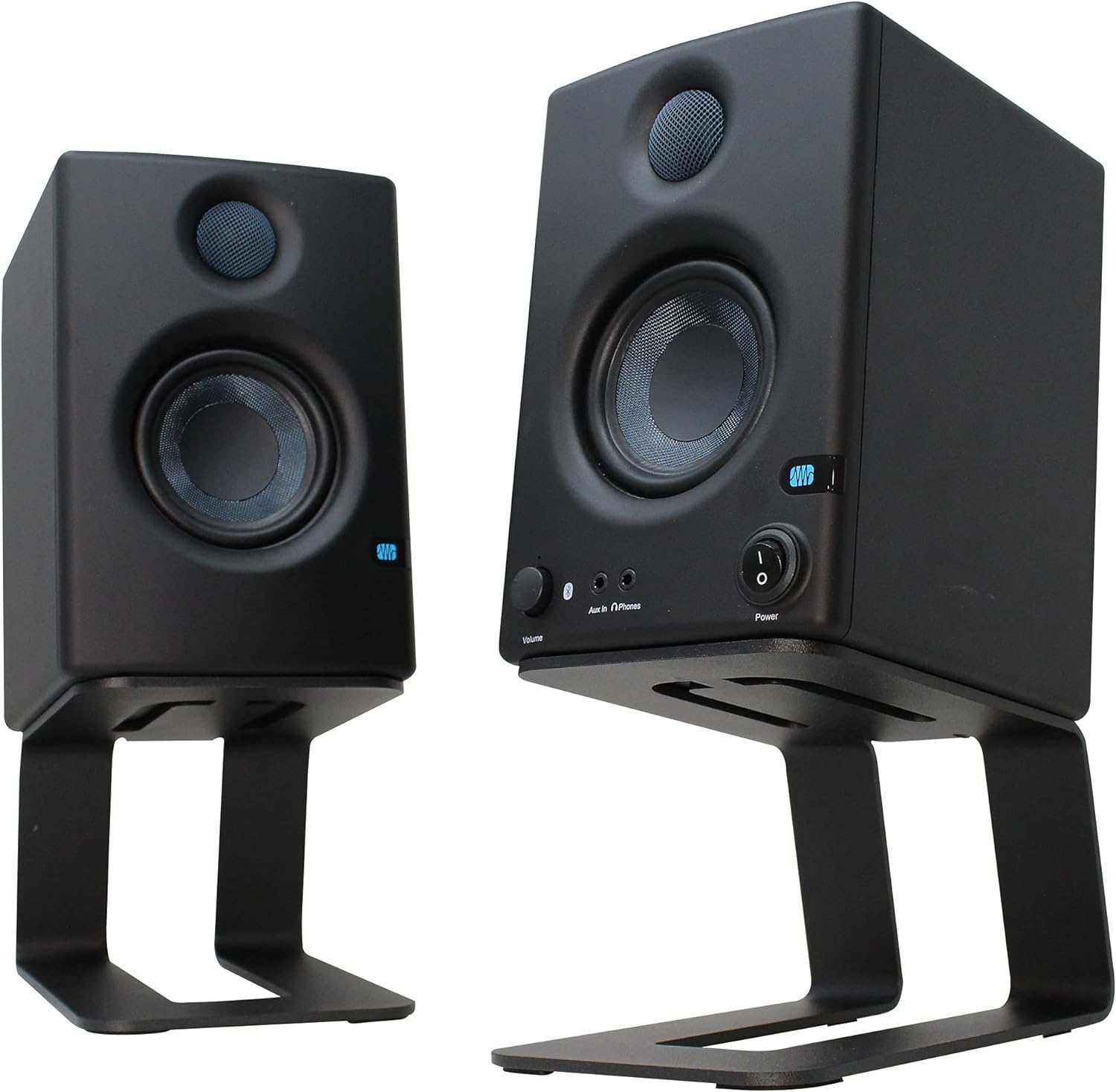 HumanCentric Desktop Speaker Stands Pair for Desk Speakers, Studio Speaker Riser, Medium and Small Bookshelf Speakers, Studio Monitor Stand, Computer Gaming Desk Speaker Stand, (Black)