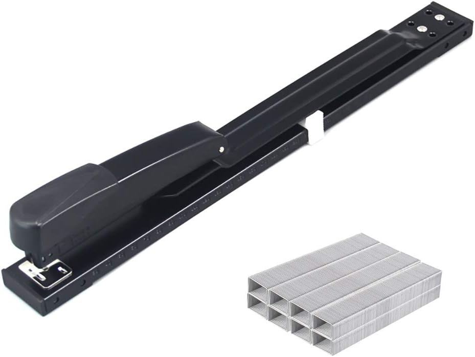 Long Reach Stapler Office Staplers Desktop Stapler, 50 Sheets Capacity Long Arm Staplers with 1600pcs 23/8 Staples (Black, 50 Sheets Capacity)