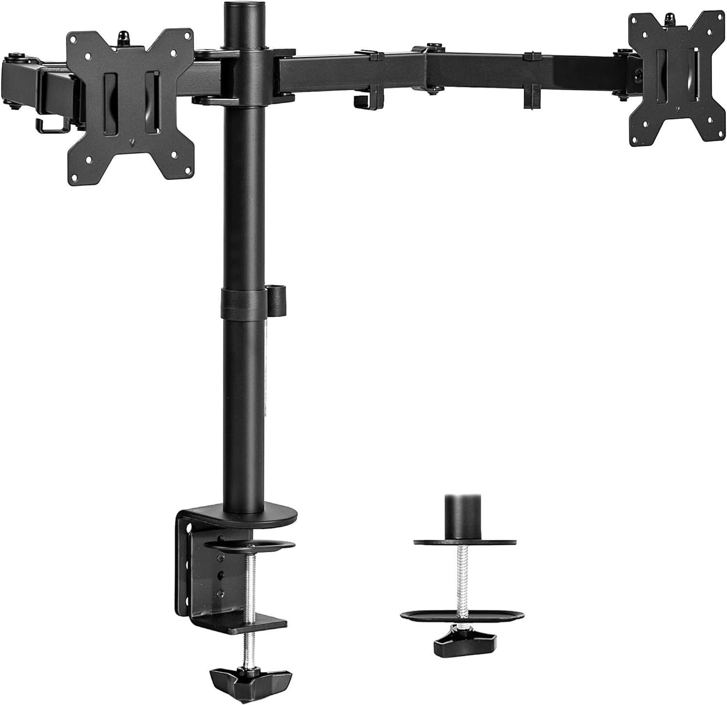 I recently purchased the VIVO Dual Monitor Desk Mount (STAND-V002) and have been thoroughly impressed with its performance and functionality. This heavy-duty, fully adjustable steel stand is designed to hold two computer screens up to 30 inches each, with a maximum weight capacity of 22lbs per screen. Here' a breakdown of my experience:Easy Setup:The setup process for the VIVO Dual Monitor Desk Mount was remarkably easy. The package includes all the necessary hardware and clear, easy-to-follow 