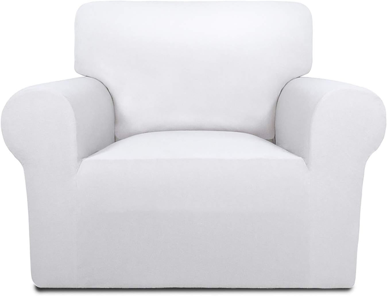 PureFit Super Stretch Chair Sofa Slipcover  Spandex Non Slip Soft Couch Sofa Cover, Washable Furniture Protector with Non Skid Foam and Elastic Bottom for Kids, Pets Chair, White