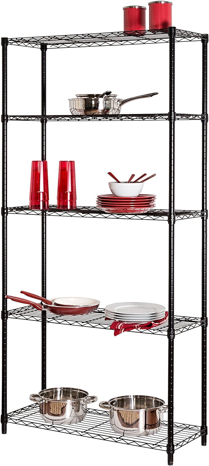 Honey-Can-Do SHF-01442 Storage Shelving, 5-Tier, Black