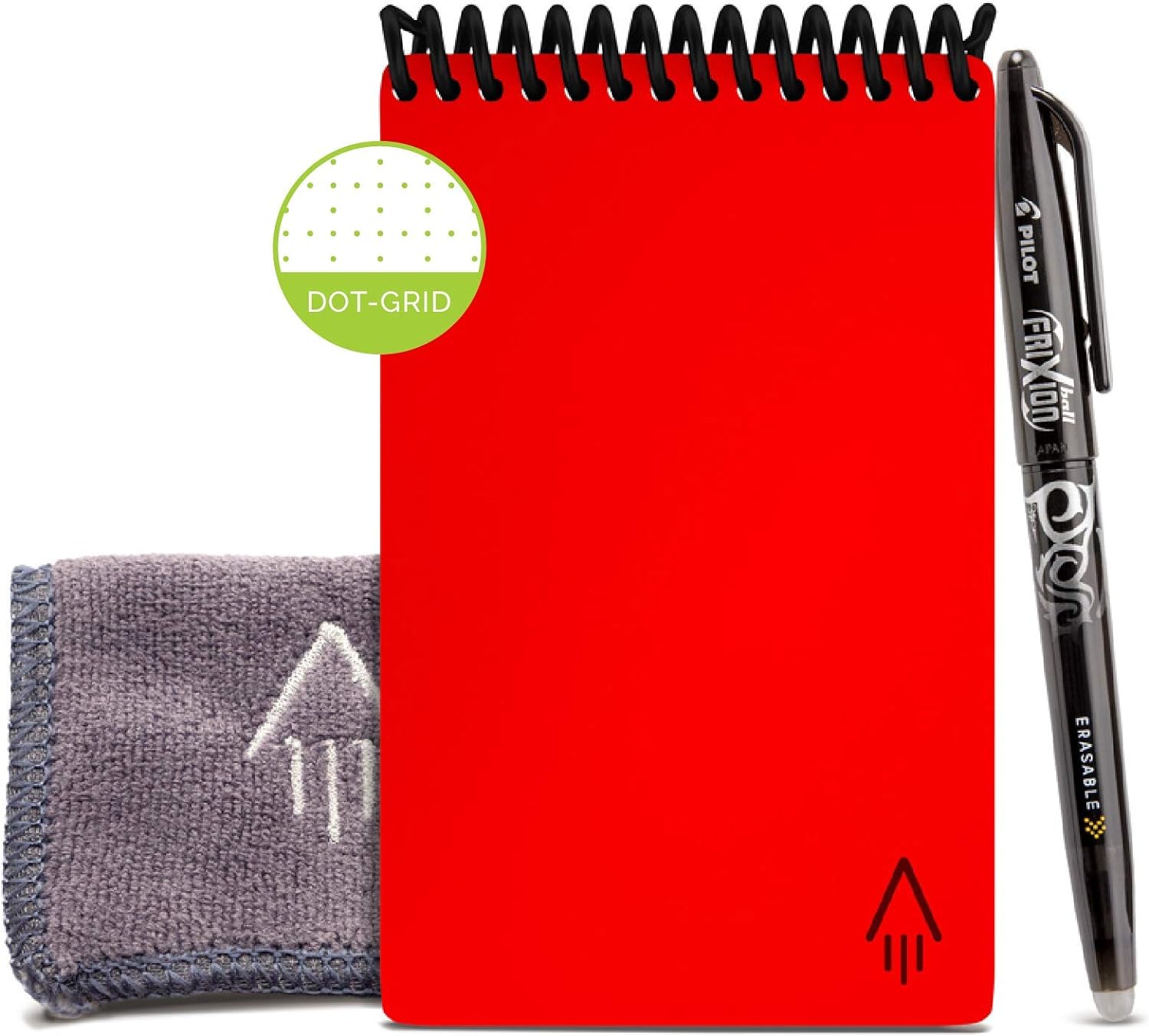 Rocketbook Smart Reusable Notebook - Dotted Grid Eco-Friendly Notebook with 1 Pilot Frixion Pen & 1 Microfiber Cloth Included - Atomic Red Cover, Mini Size (3.5 x 5.5)