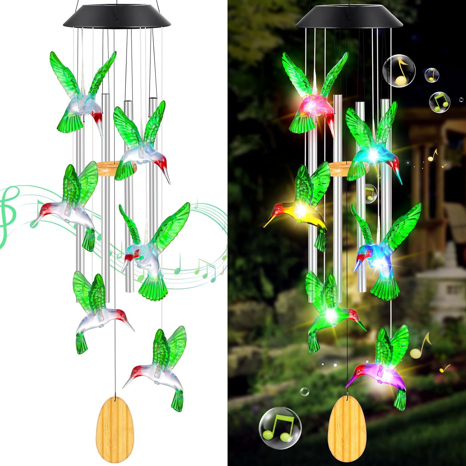 Valentines Day Gifts for Her Birthday Gifts for Women Mom Hummingbird Wind Chimes for Outside Gifts for Girlfriend Wife Sister Grandma Him Men Boyfriend Dad Solar Lights Garden Outdoor Home Decor