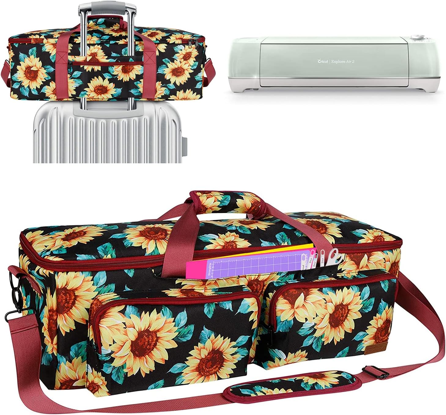 Natur@cho Carrying Case Bag Compatible for Explore Air 2, Cricut Maker, DIY Cutting Machine Storage Bag, Silhouette Cameo 3 and 4, Scrapbooking Die-cut Machine Travel Organizer Accessories