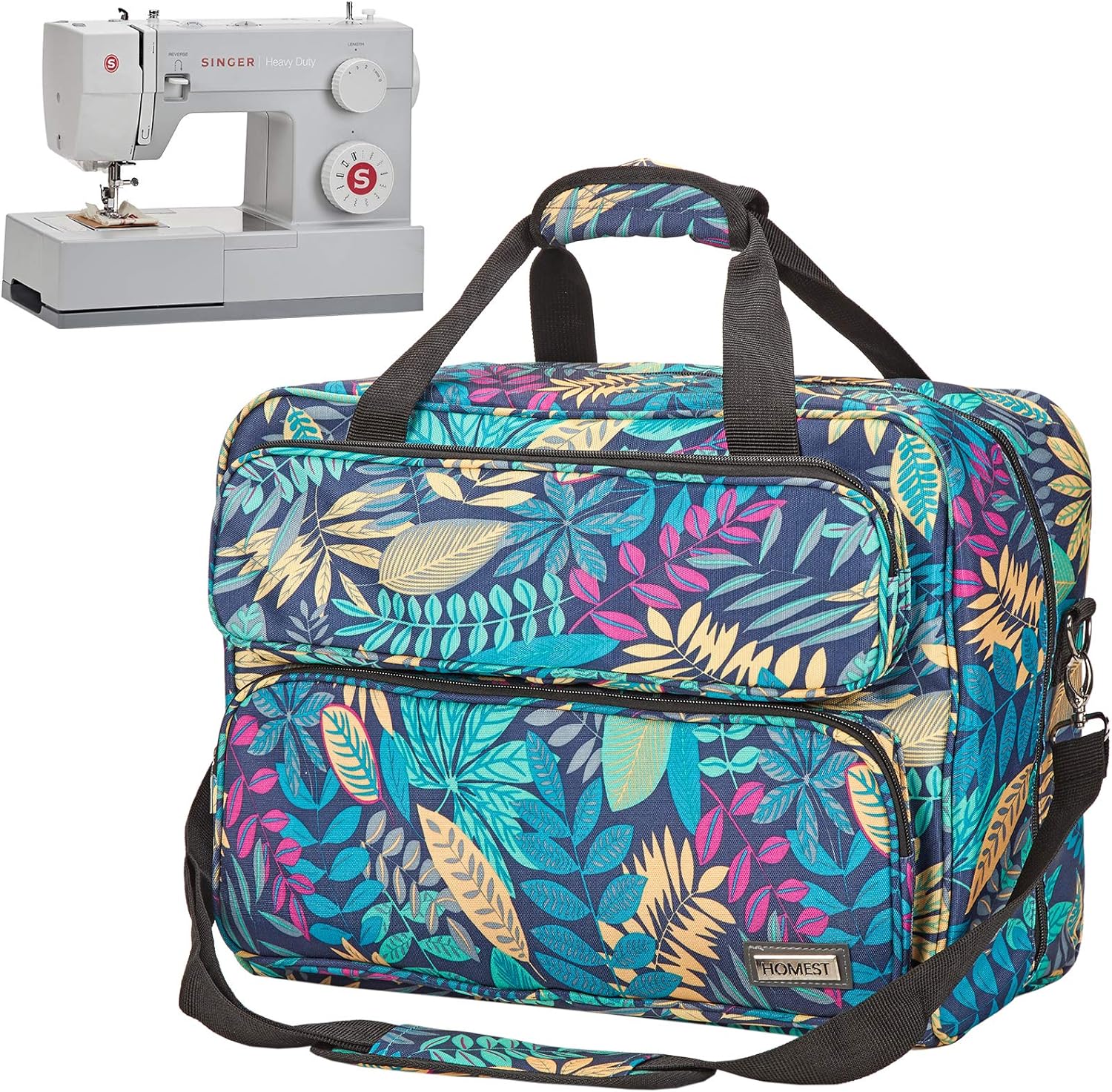 HOMEST Sewing Machine Carrying Case, Universal Tote Bag with Shoulder Strap Compatible with Most Standard Singer, Brother, Janome, Floral (Patent Design)