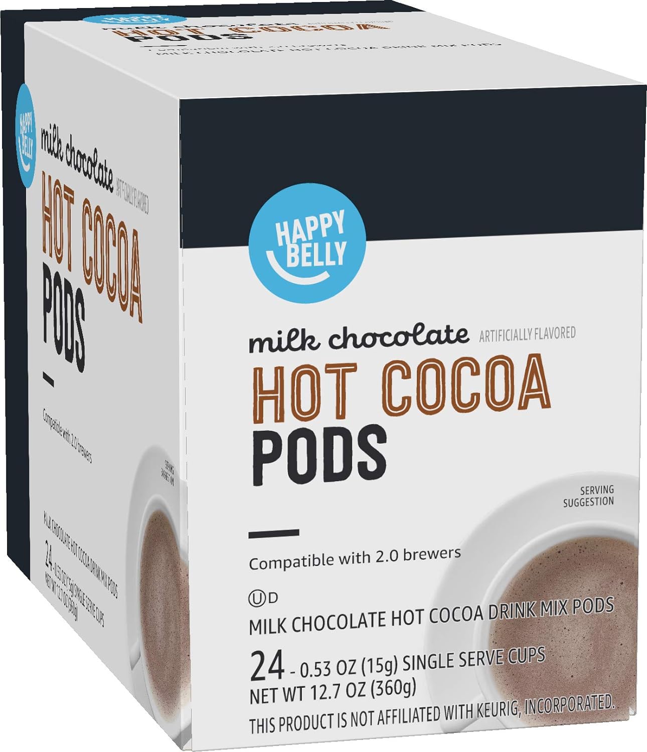 Amazon Brand - Happy Belly Hot Cocoa Pods, Milk Chocolate, 24 Count, Pack of 1