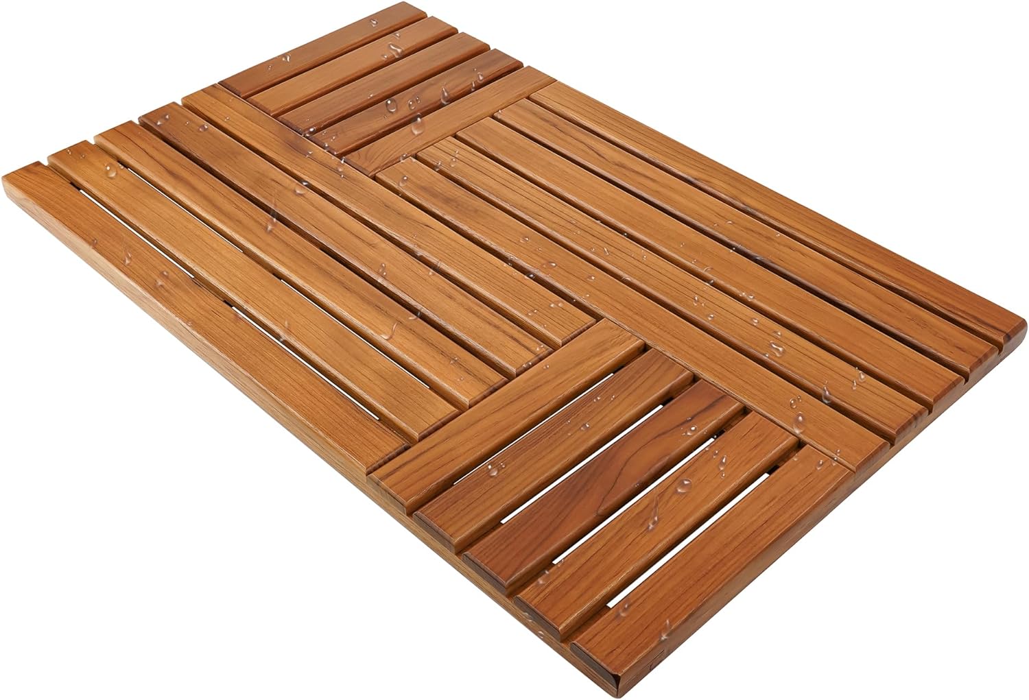 Utoplike Teak Wood Bath Mat, 31.8 x 20 inch Large Wooden Shower Mat for Bathroom, Non Slip Wood Floor Sturdy Mat for Inside Shower Luxury Spa Home or Outdoor